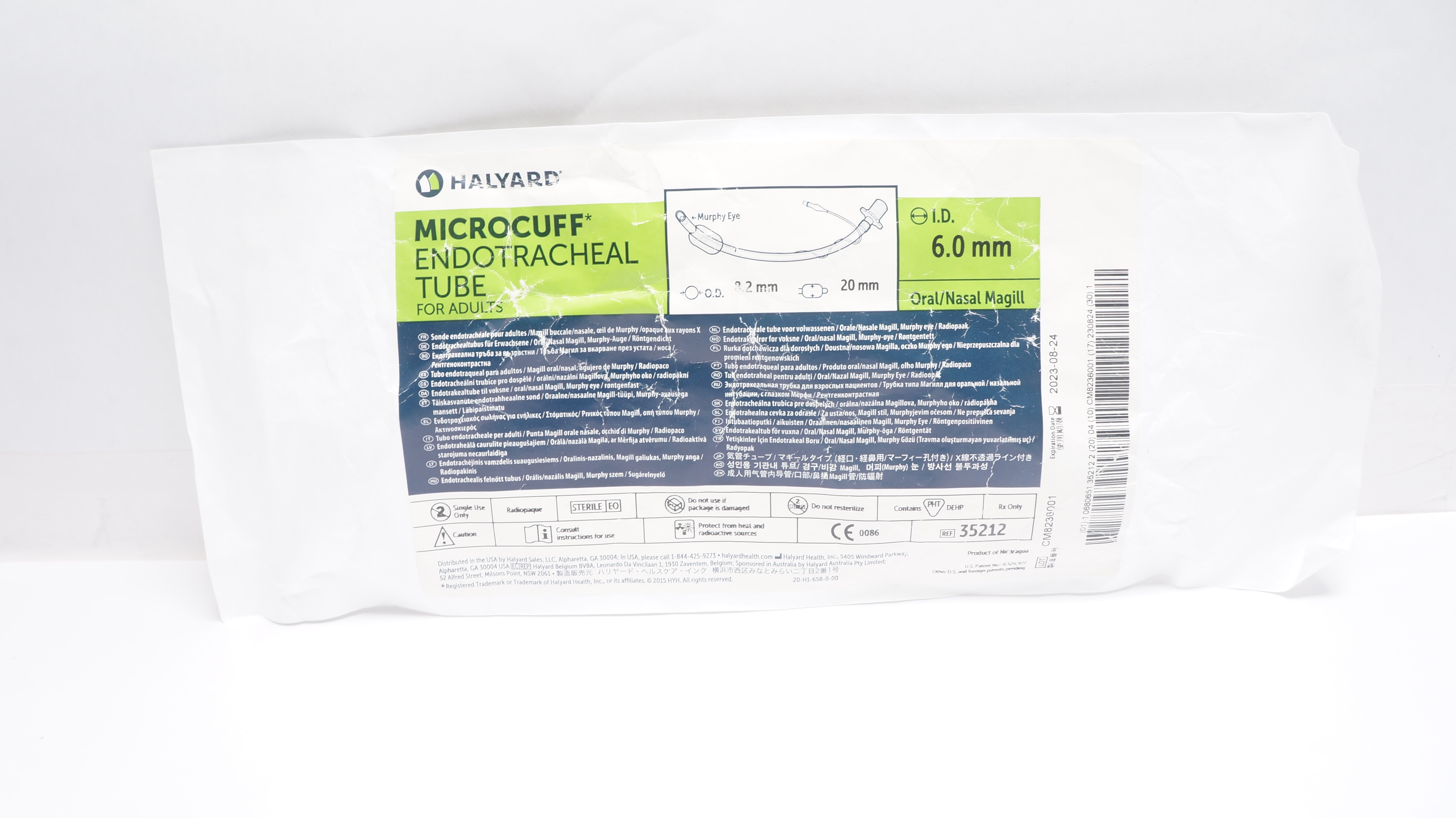 Halyard 35212 Microcuff Adult Endotracheal Tube ID 6.0mm (x)
