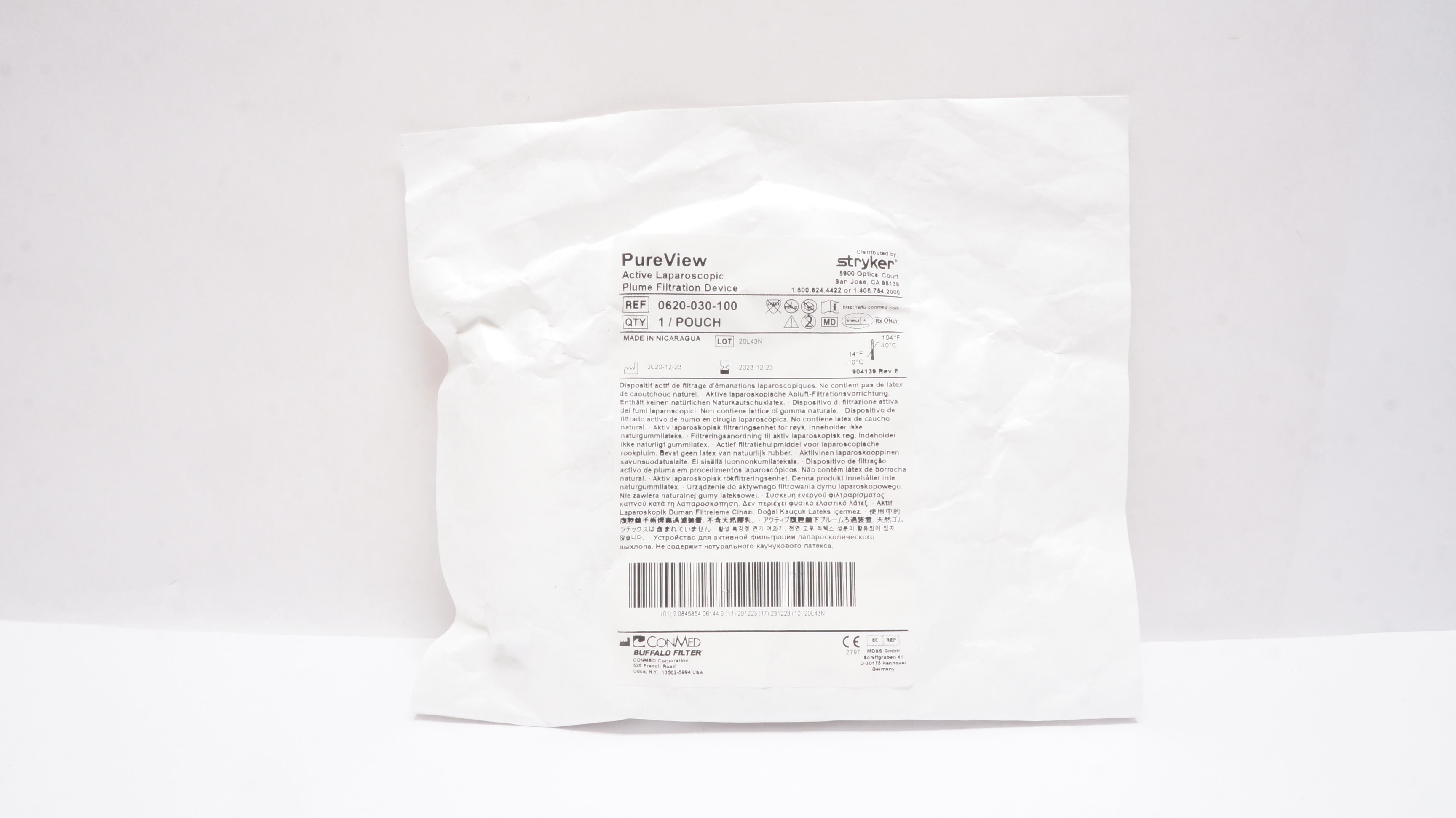 Stryker 0620030100 PureView Active Laparoscopic Plume Filtration