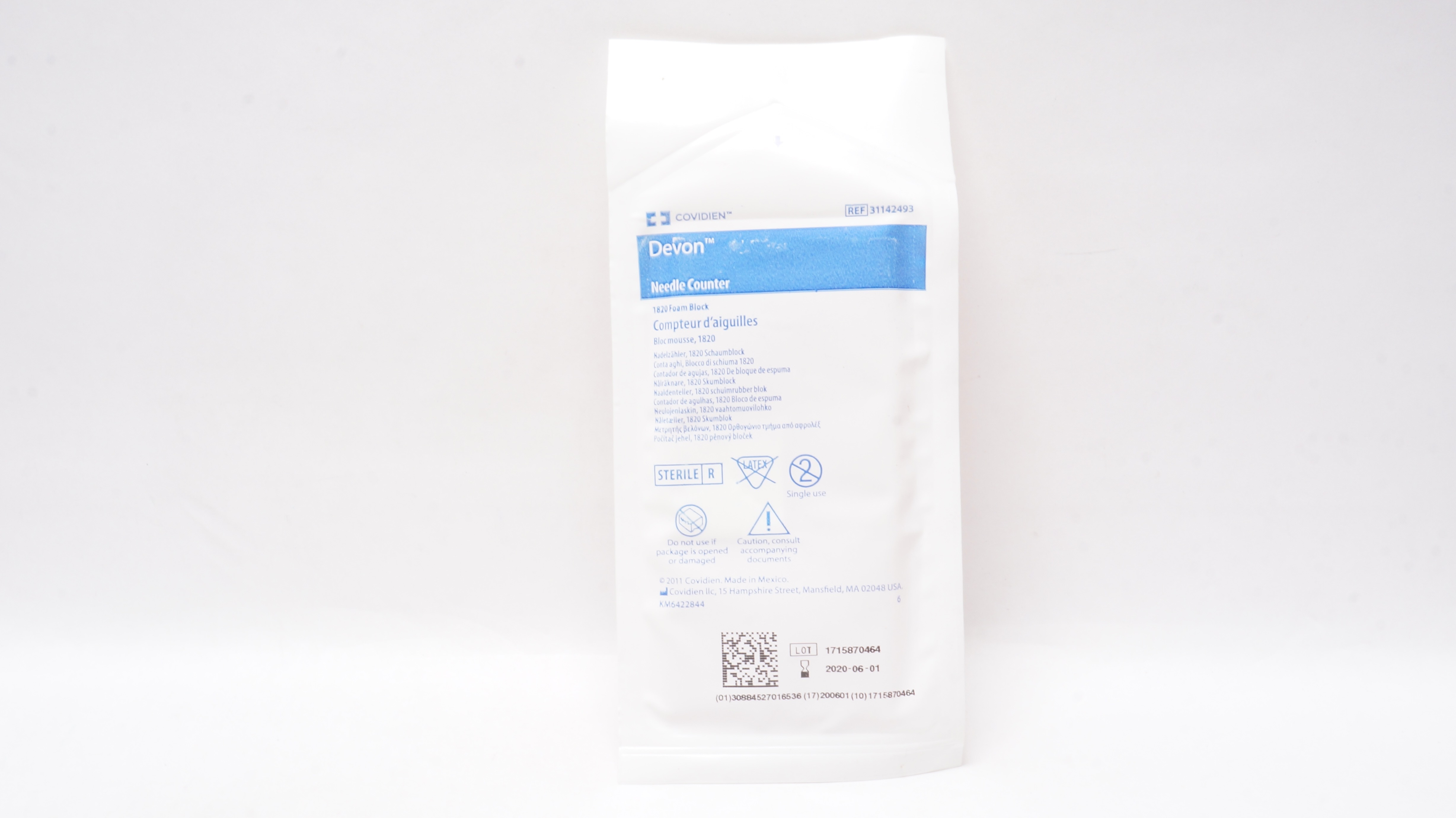 Covidien 31142493 Devon Ndle Counter 1820 Foam Block (x)
