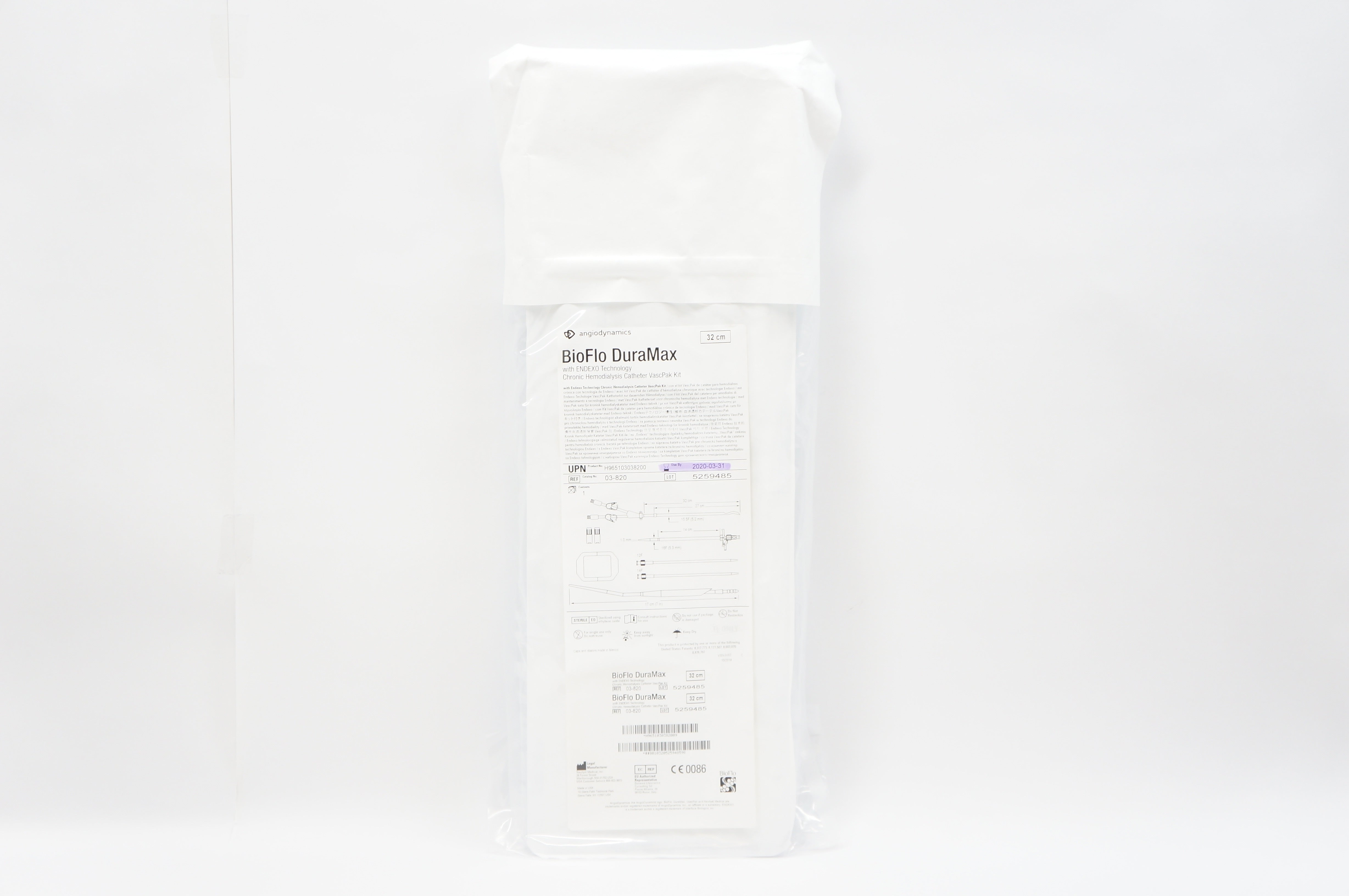 Angiodynamics 03-820 BioFlo DuraMax Chronic Hemodialysis Cath. Kit 32cm (x)