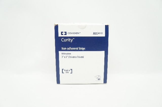 Covidien 6112 Curity Non-Adherent Strips Oil Emulsion 3 inch x 3 inch - Box of 50