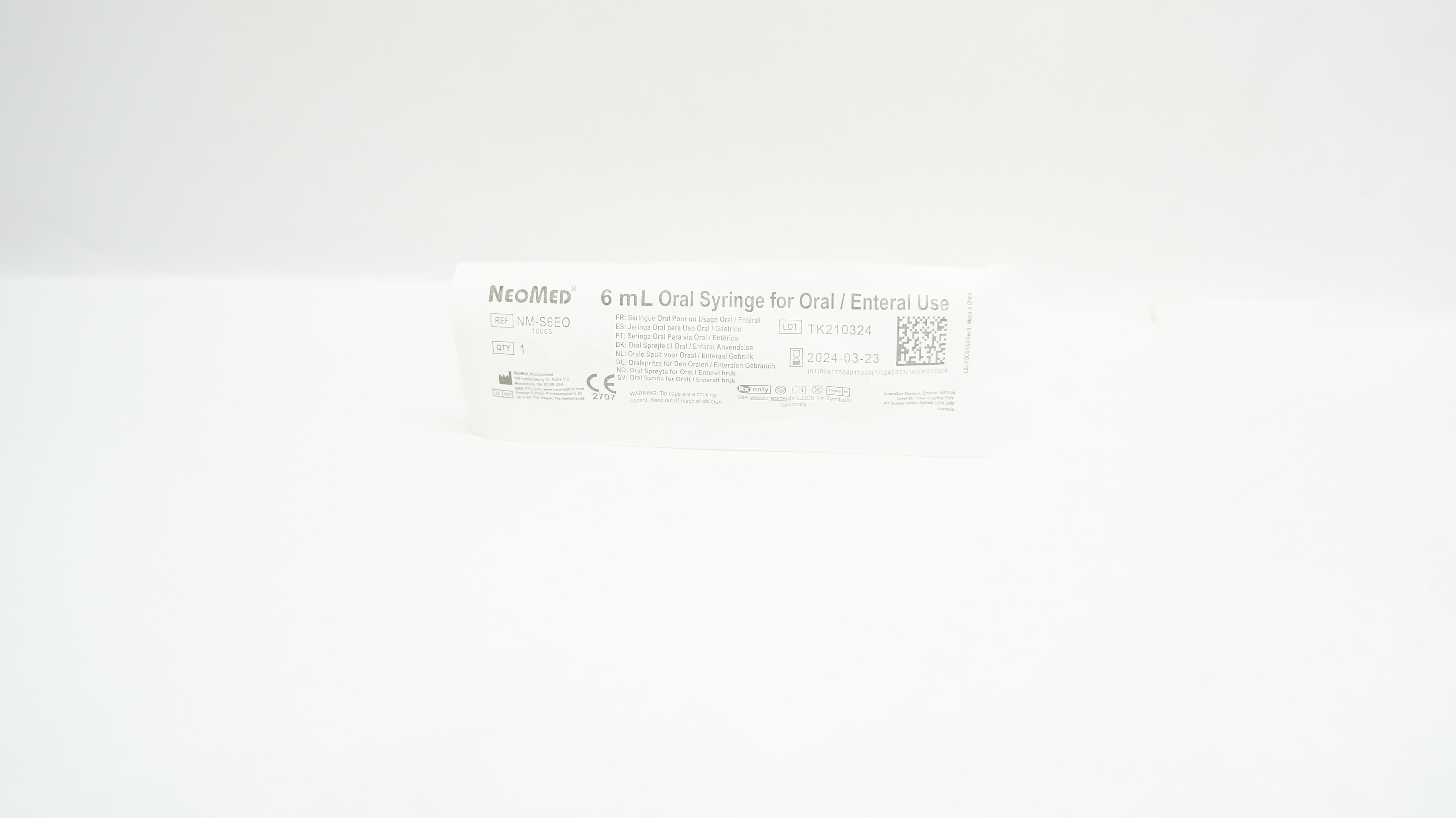 NeoMed NM-S6EO Oral Syringe for Oral/Enteral Use 6mL