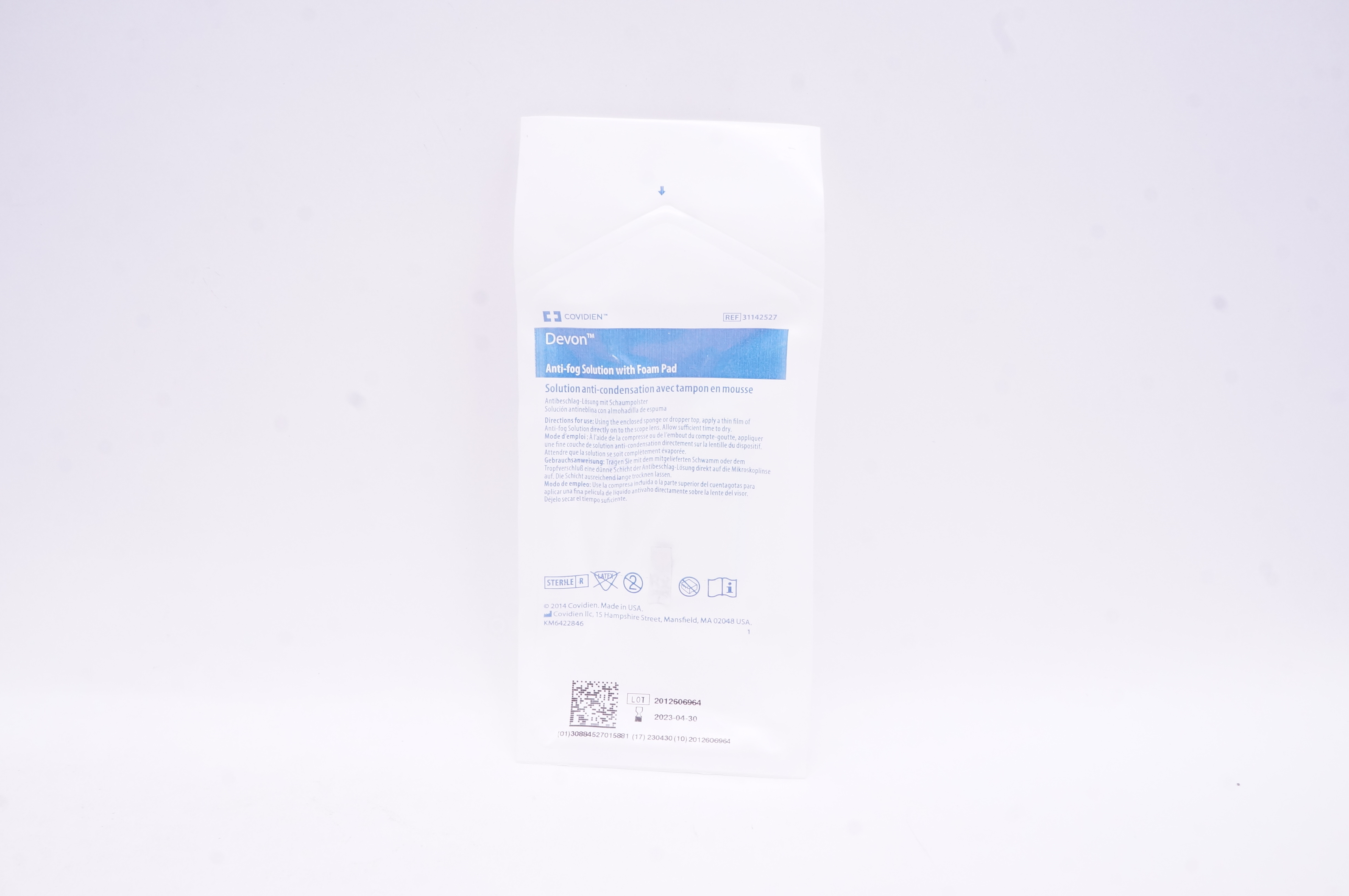Covidien 31142527 Devon Anti-Fog Solution with Foam Pad
