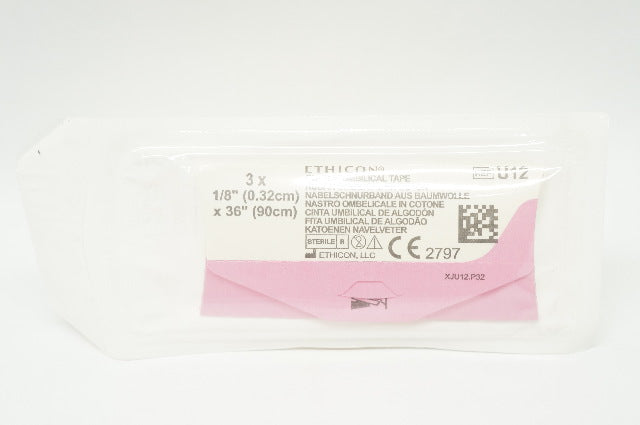 Ethicon U12 3x Cotton Umbilical Tape, 1/8inch x 36inch