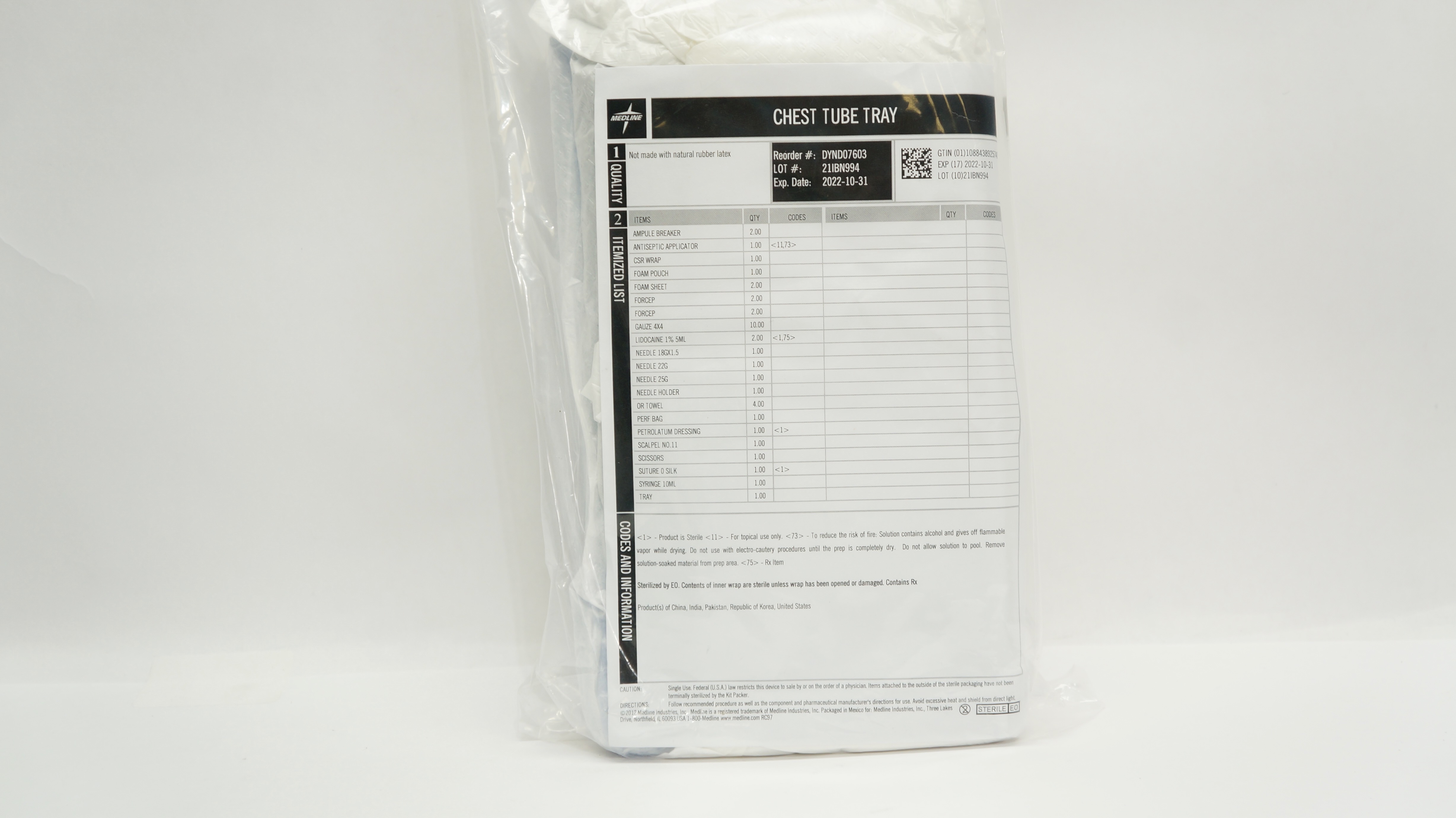 Medline DYND07603 Chest Tube Tray