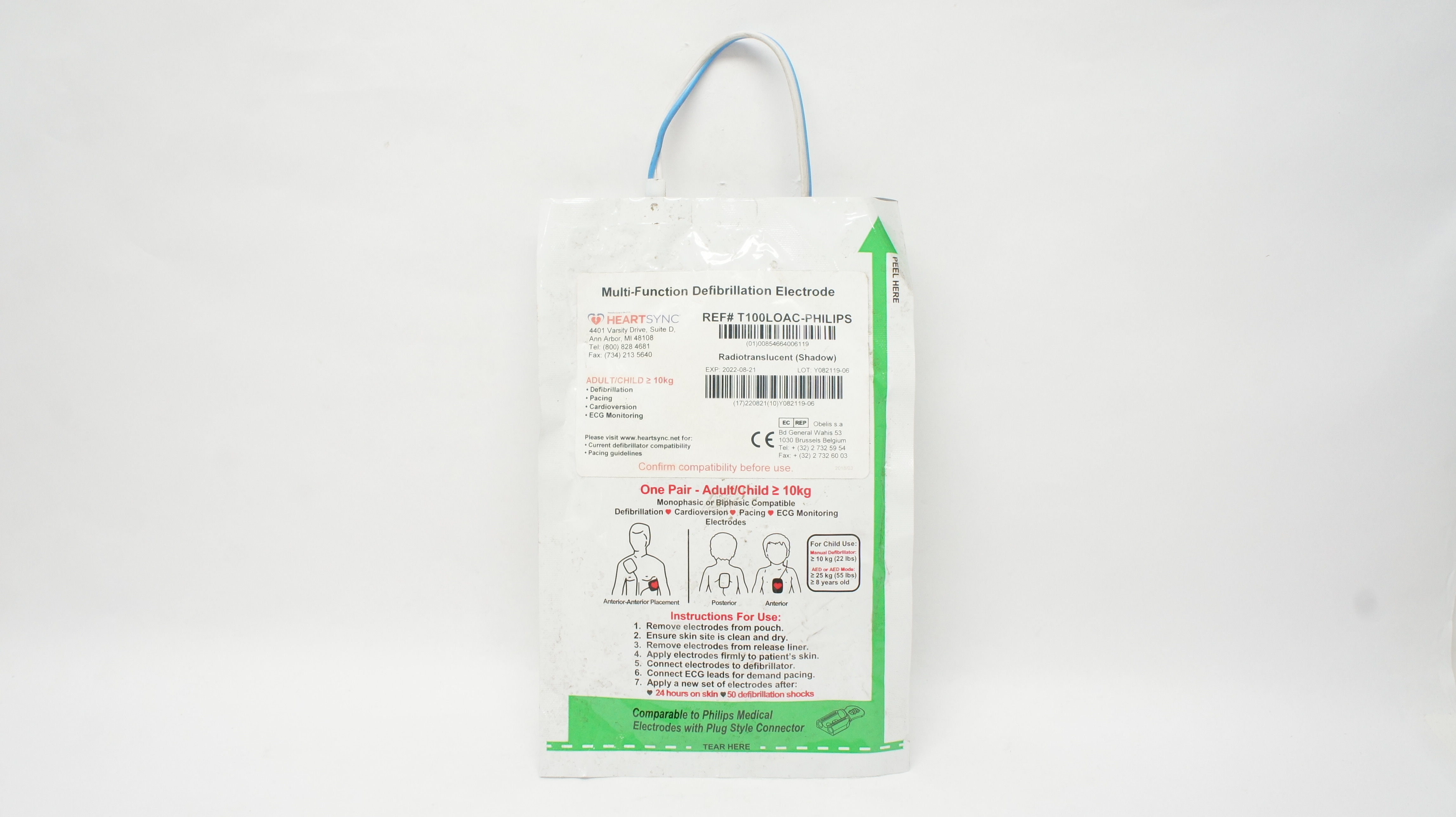 Vermed T100LOAC-PHILIPS HeartSync Adult/Child Defibrillation Electrodes