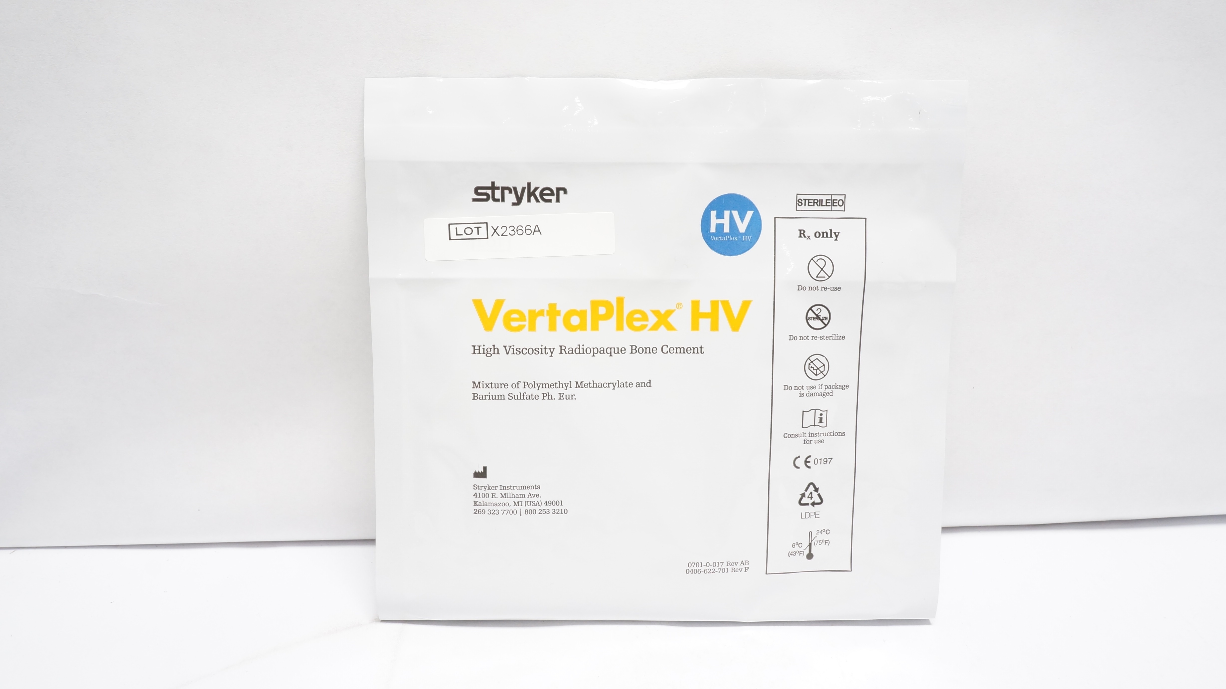 Stryker 0506-622-701 VertaPlex HV High Viscosity Radiopaque Bone Cement