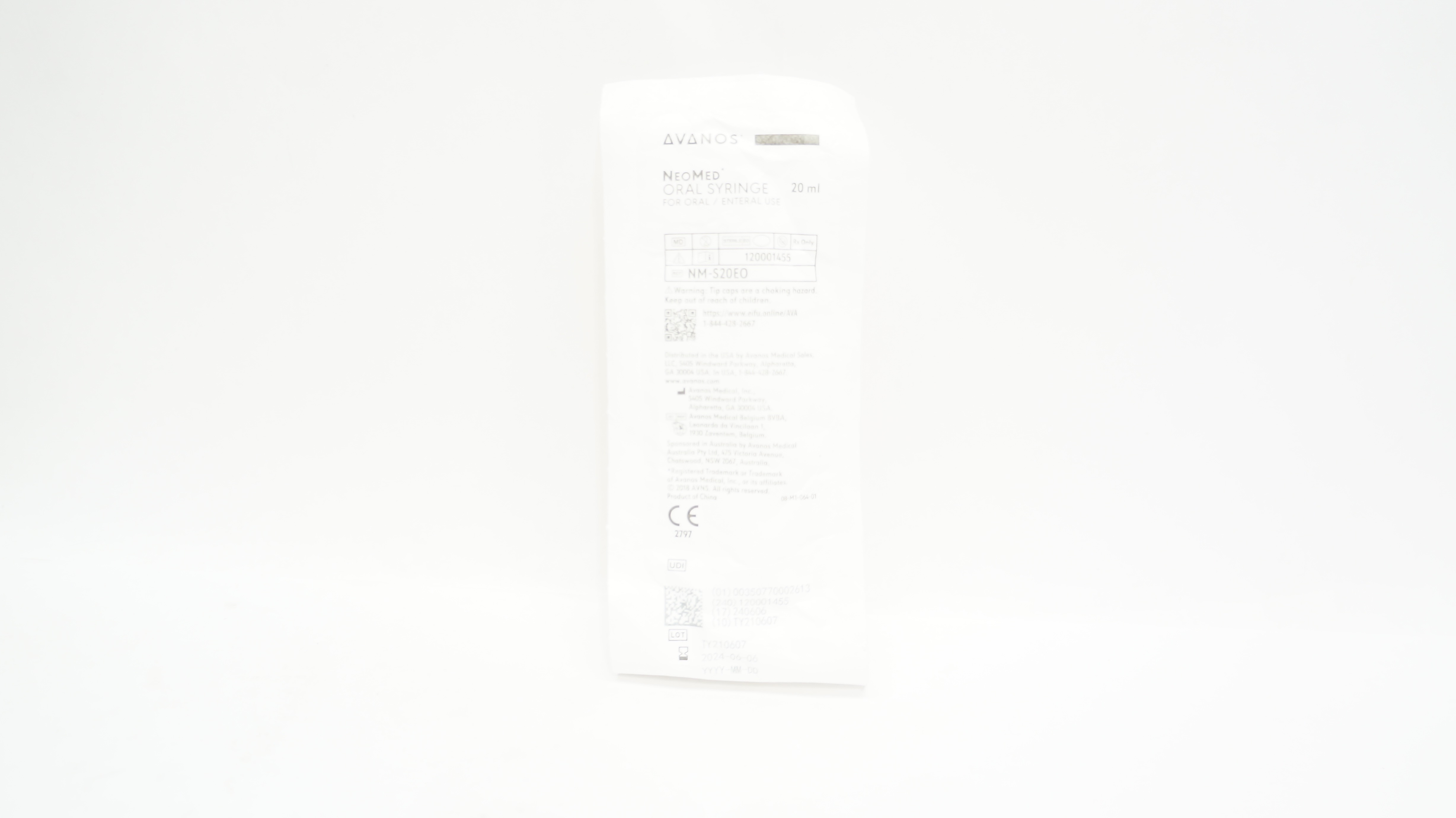 NeoMed NM-S20EO 20mL Oral Syringe for Oral / Enteral Use