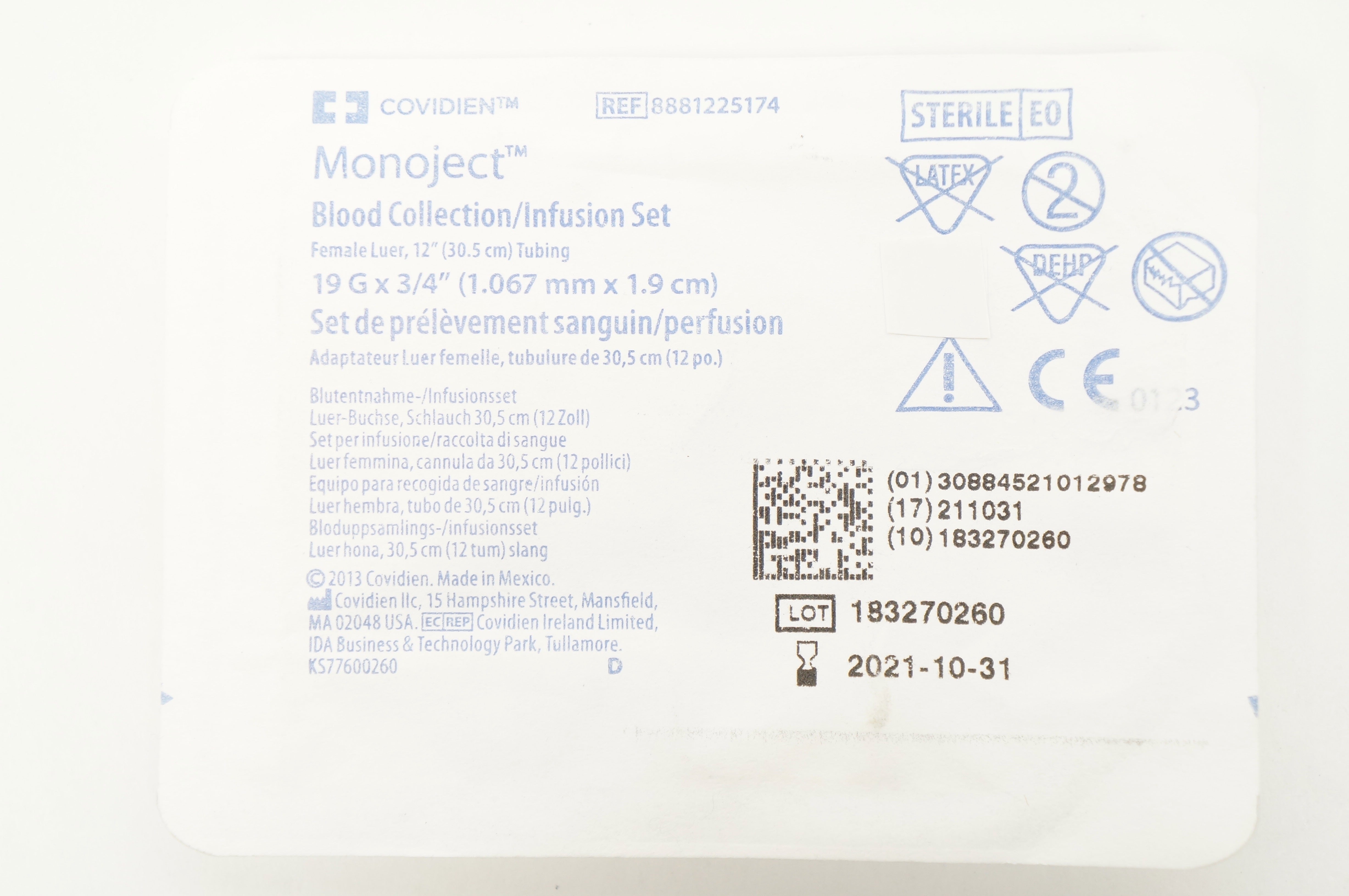 Covidien 8881225174 Monoject Blood Collection/Infusion Set (x)