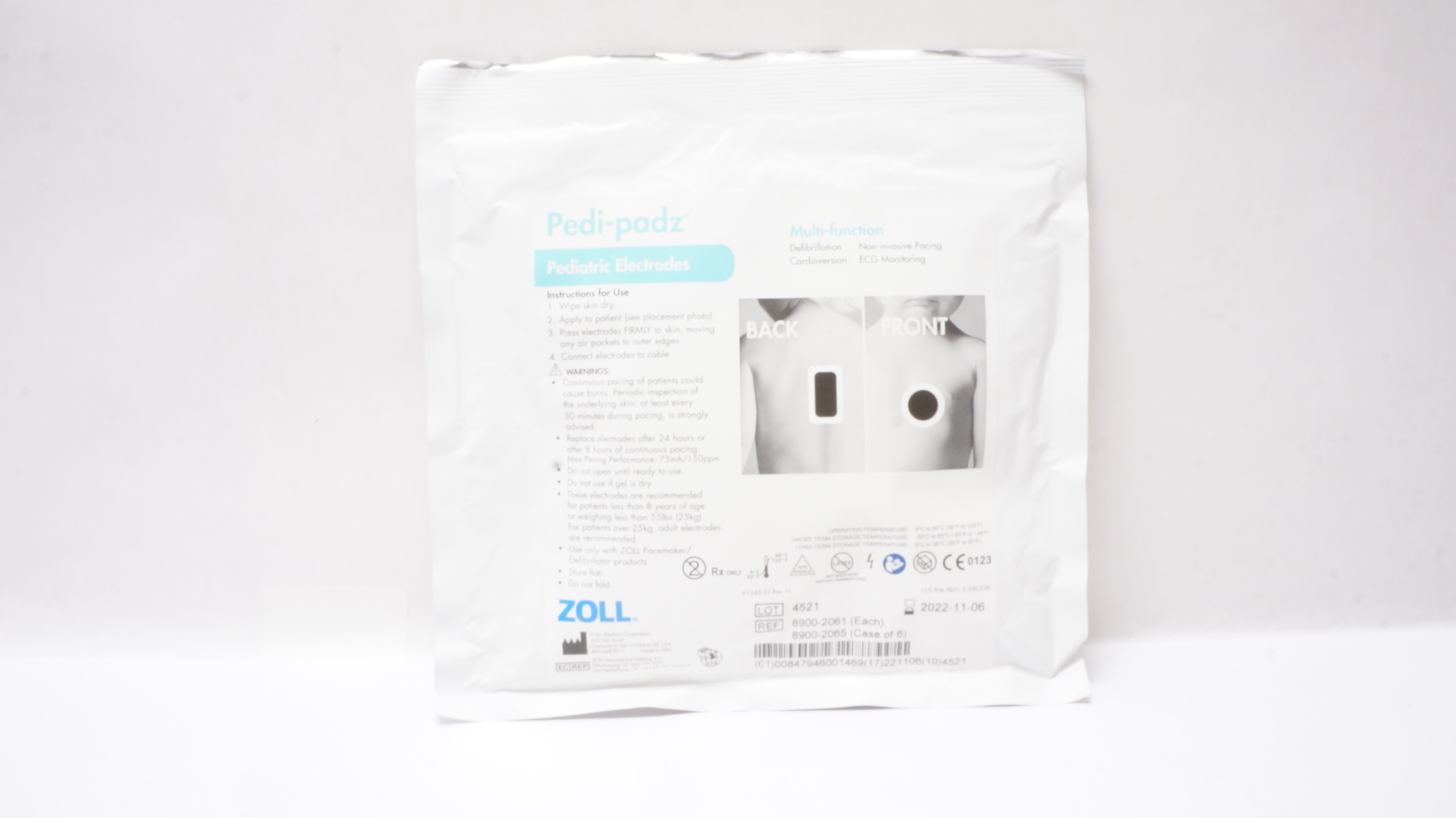 Zoll 8900-2061 Pedi-padz Multi-Function Pediatric Electrodes > 8Years >55lbs.(x)