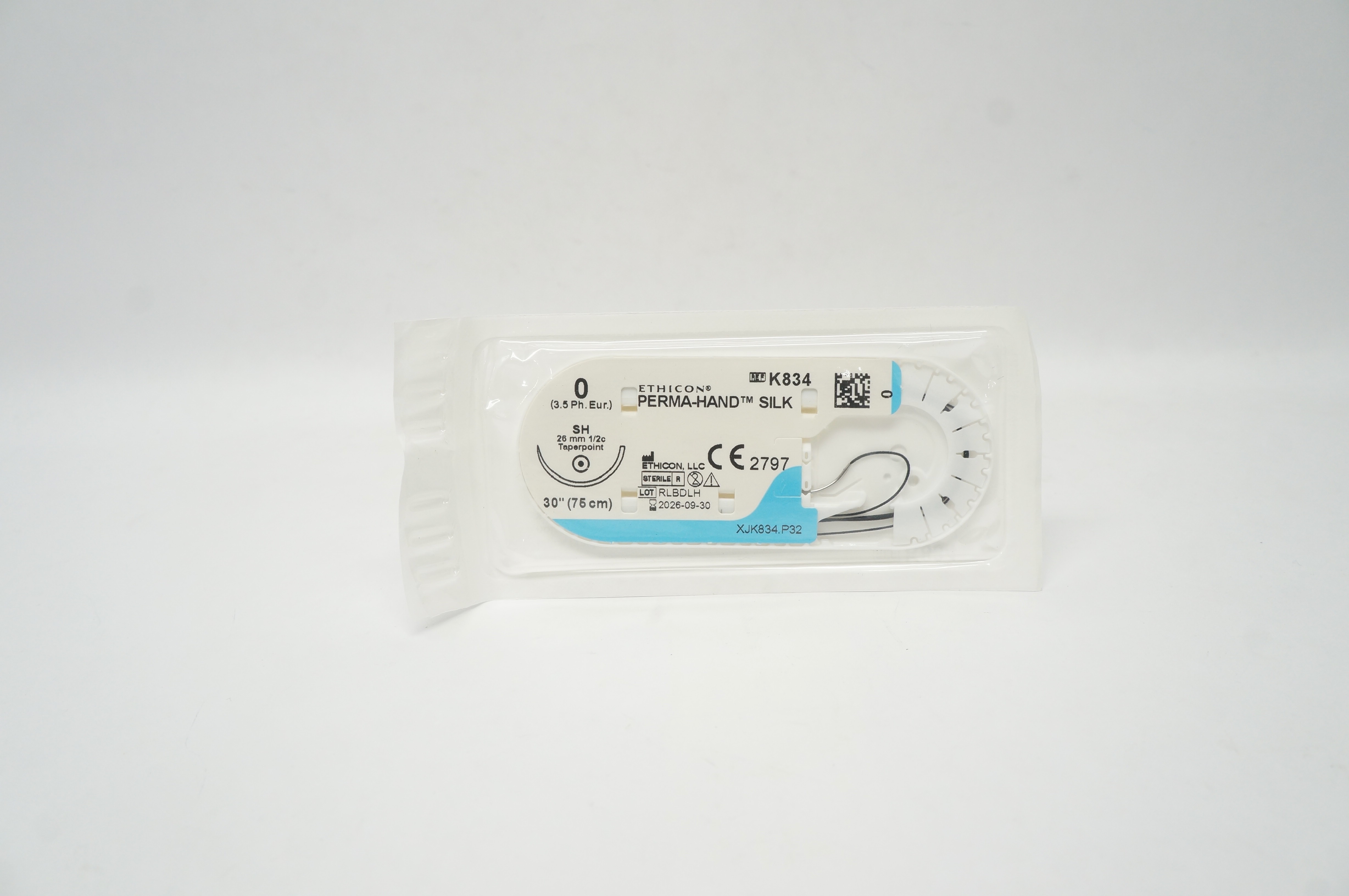 Ethicon K834 0 Perma-Hand Silk SH 26mm 1/2c Taper, 30inch