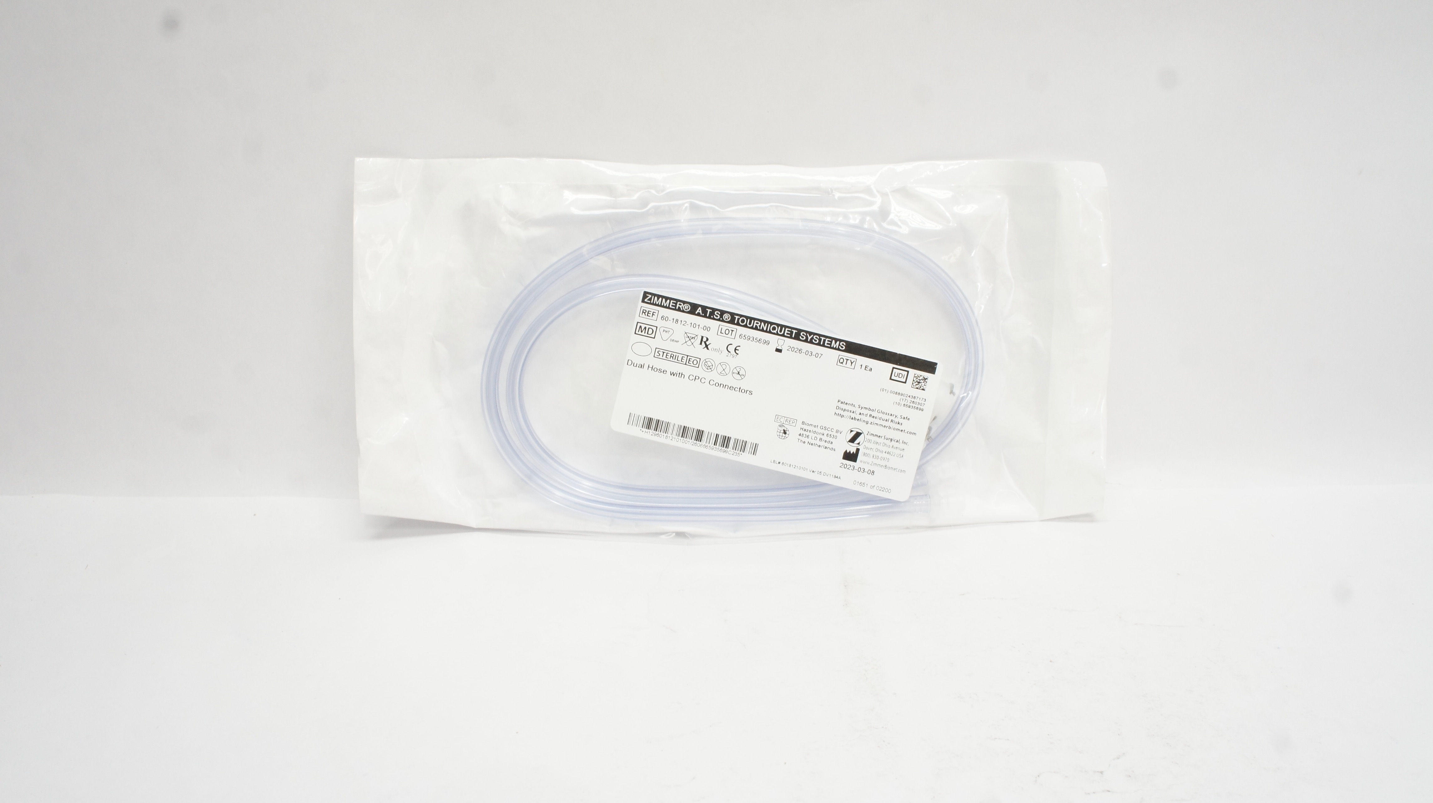 Zimmer 60181210100 A.T.S. Tourniquet Systems Dual Hose W/CPC Connectors