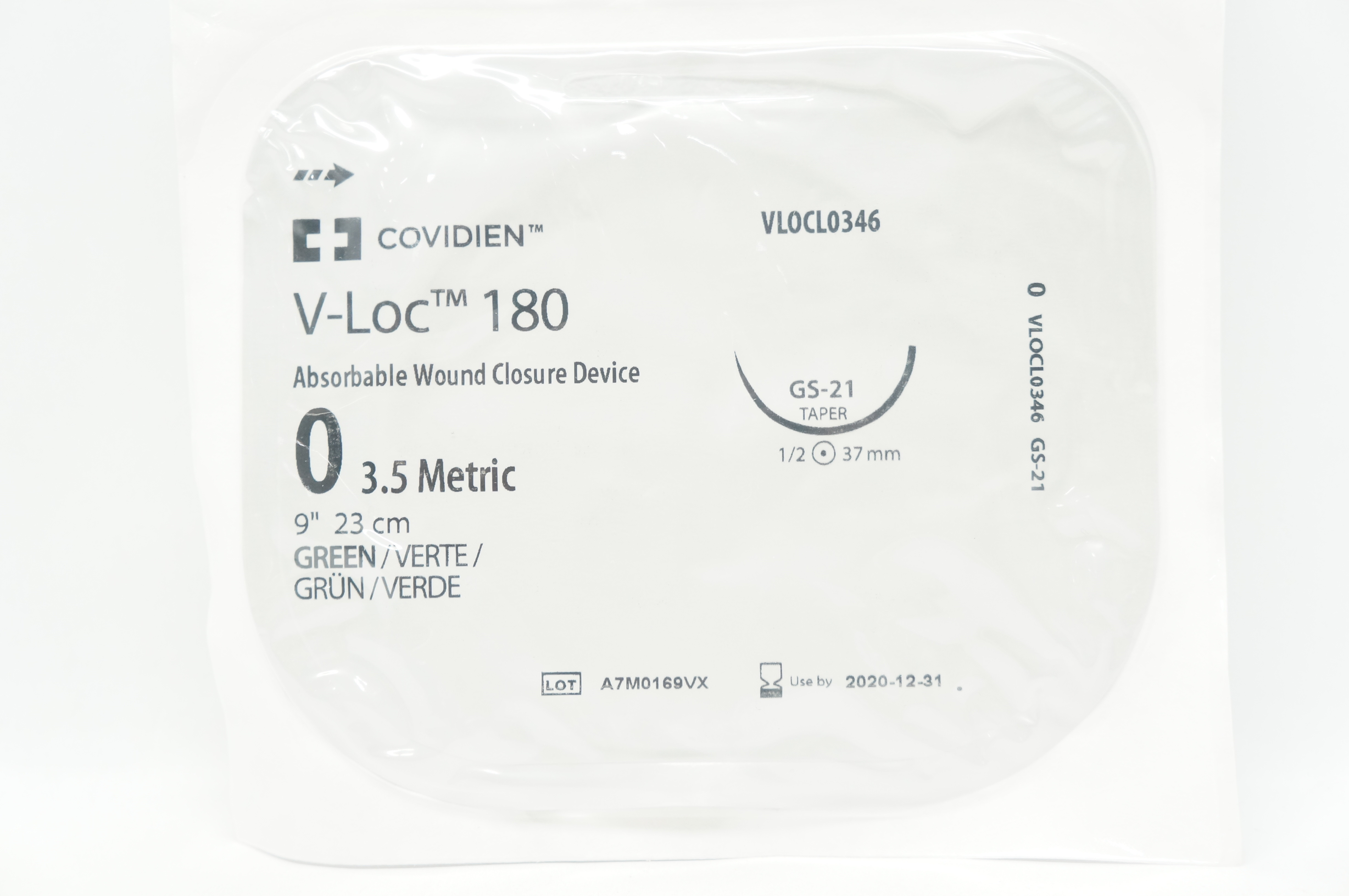 Covidien VLOCL0346 0 VLoc 180 Wound Closure Device GS21 1/2 37mm 9