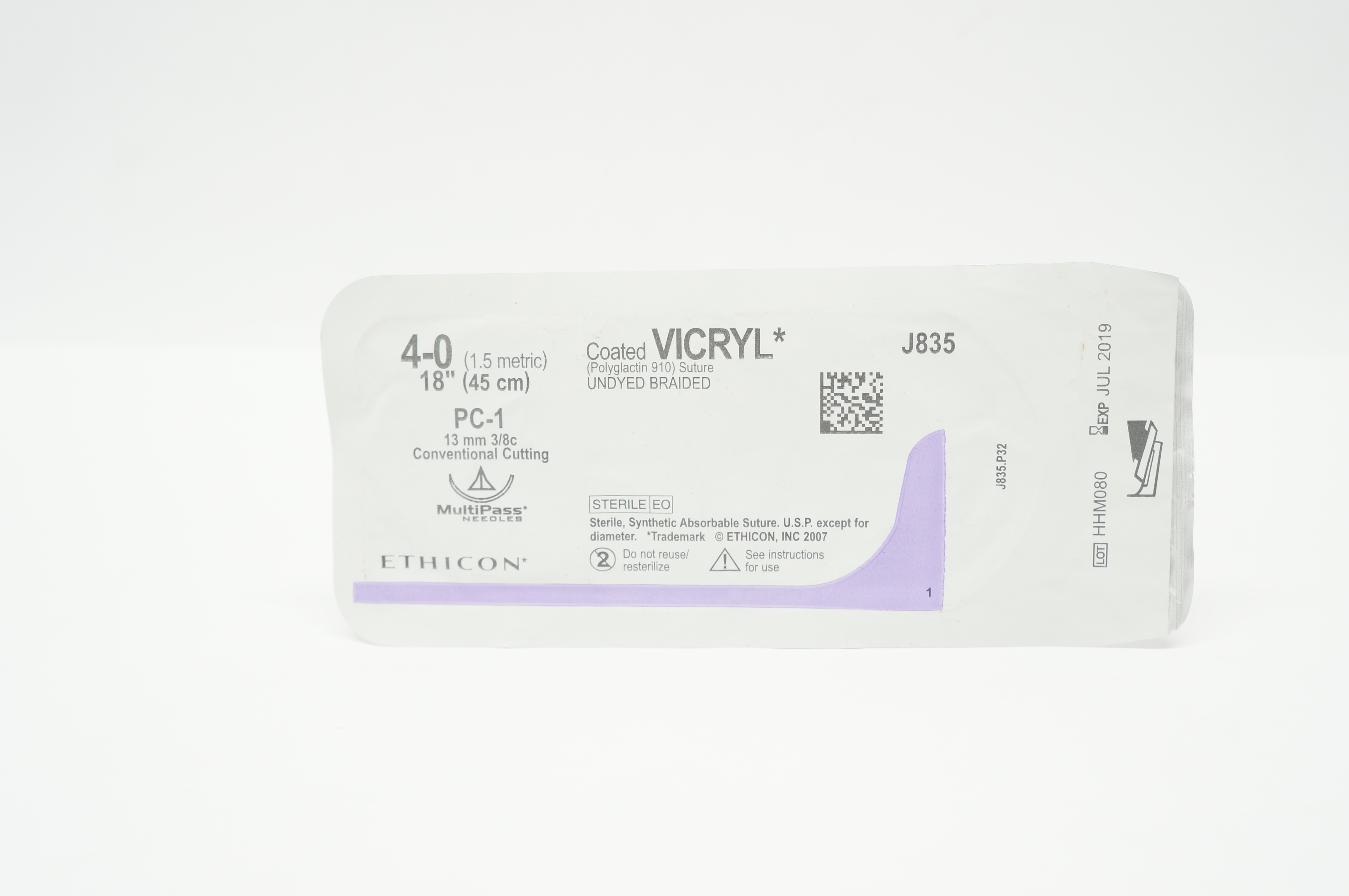 Ethicon J835 4-0 Coated VICRYL Stre PC-1 13mm 3/8c ConventionalCutting 18inch(x)