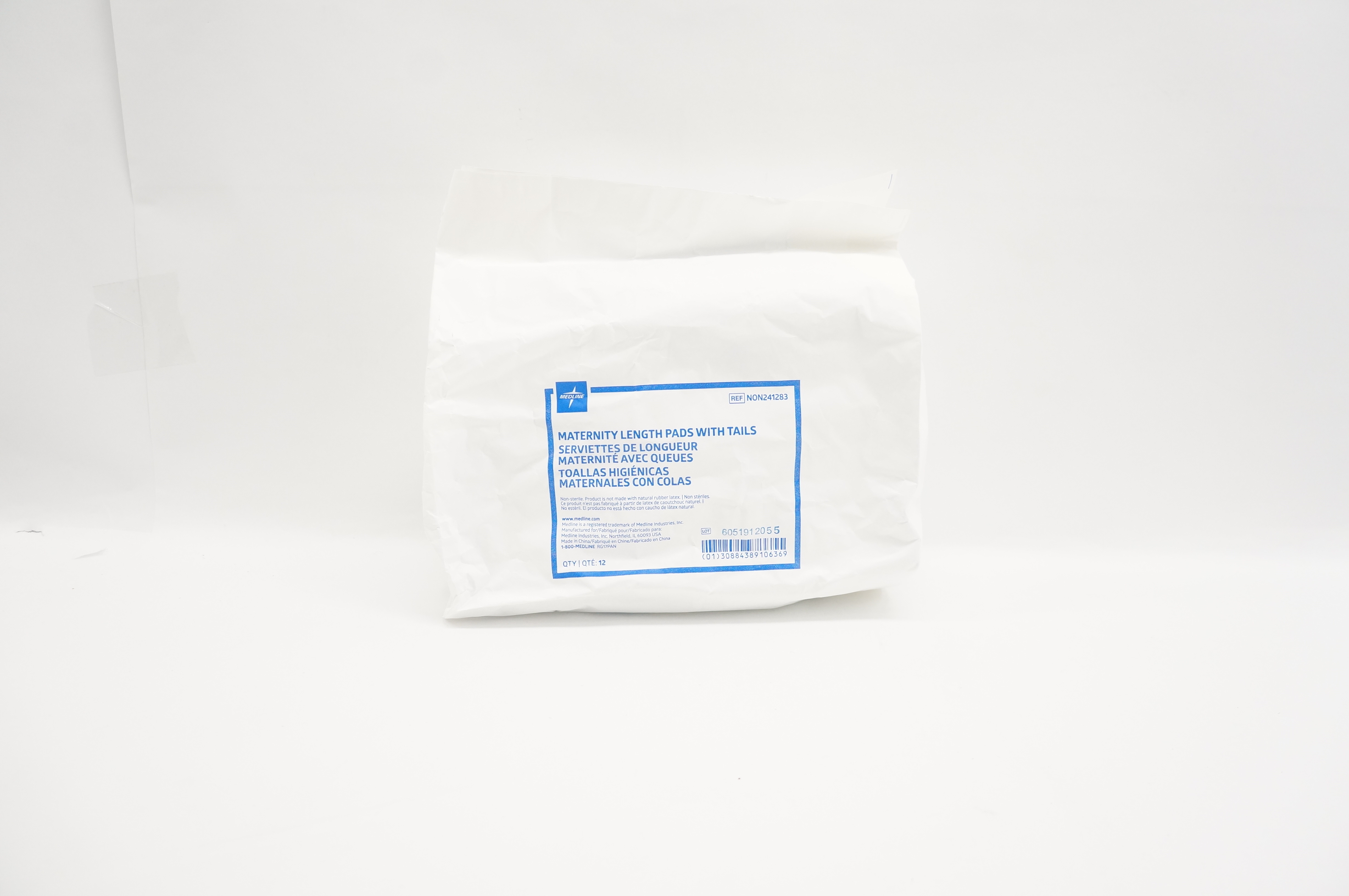 Medline NON241283 Maternity Length Pads with Tails - Pack of 12