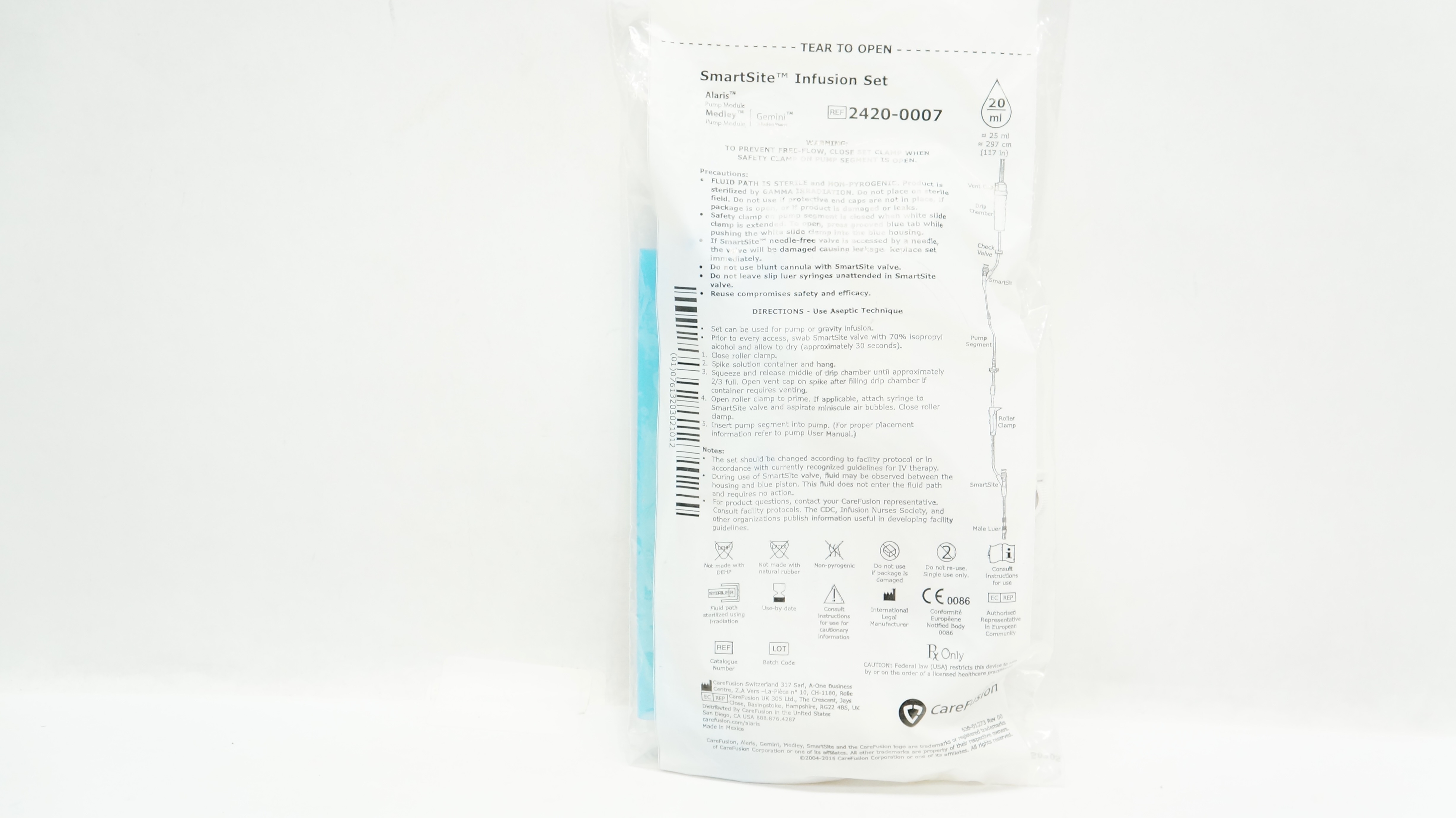 CareFusion 24200007 Alaris SmartSite Infusion Set 25ml x 117inch