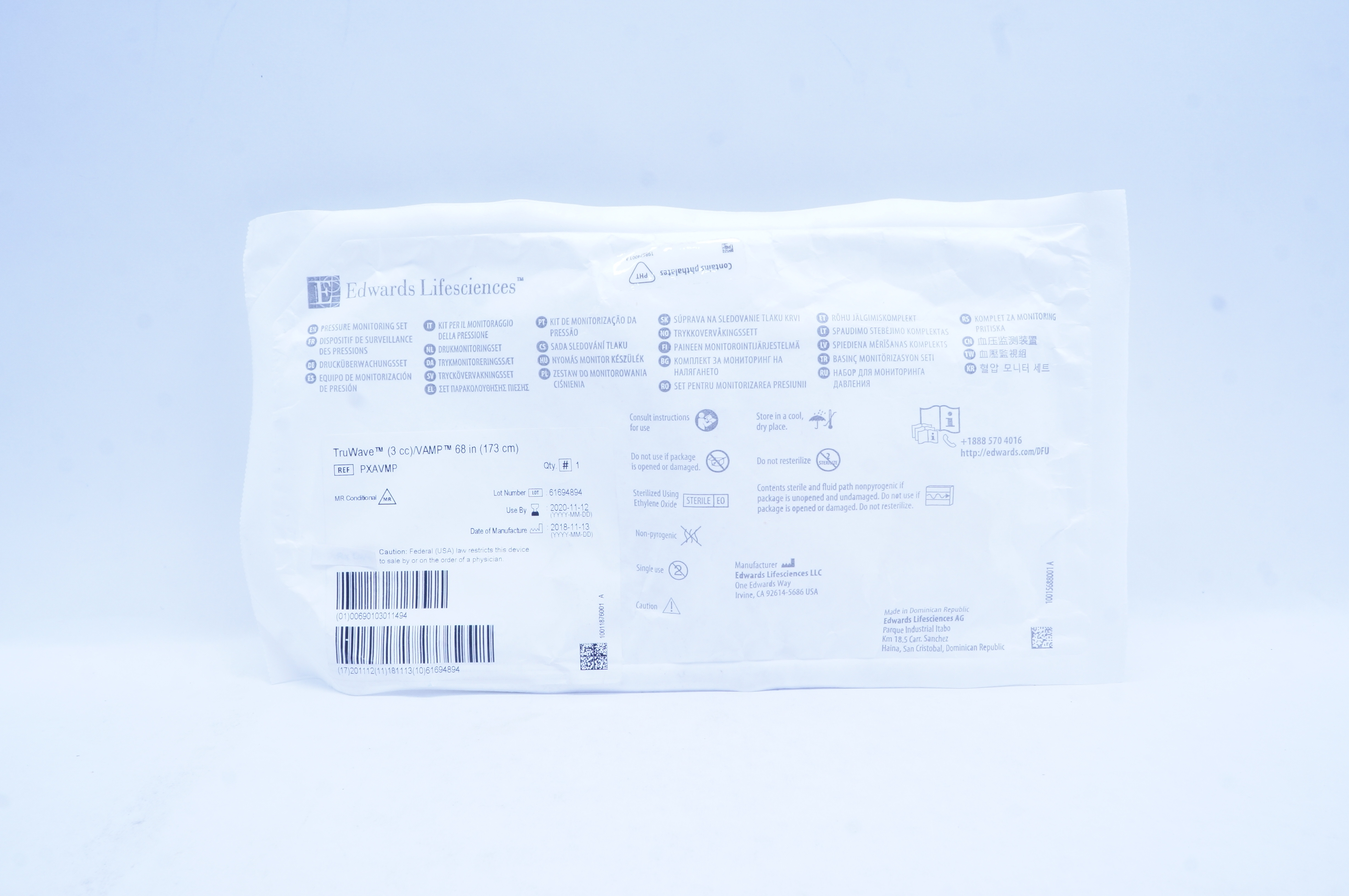 Edwards Lifesciences PXAVMP Pressure Monitoring Set TruWave / VAMP 68in. (x)