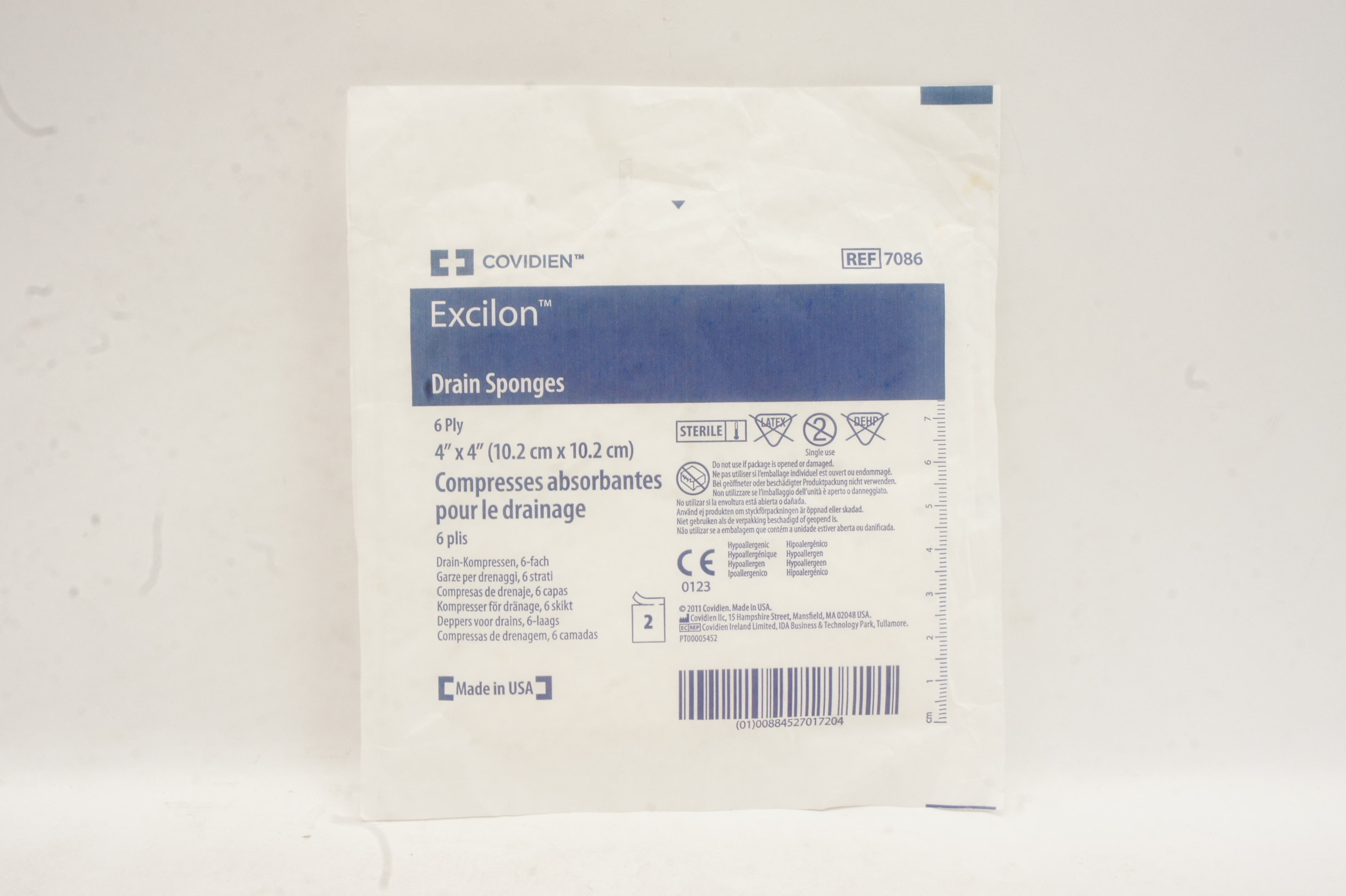 Covidien 7086 Excilon Drain Sponges 6Ply 4inch x 4inch - Pack of 2