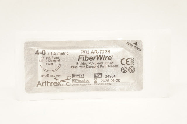 Arthrex AR-7228 4-0 FiberWire Braided Polyblend Stre, DE-10 3/8c 18.7mm 18inch