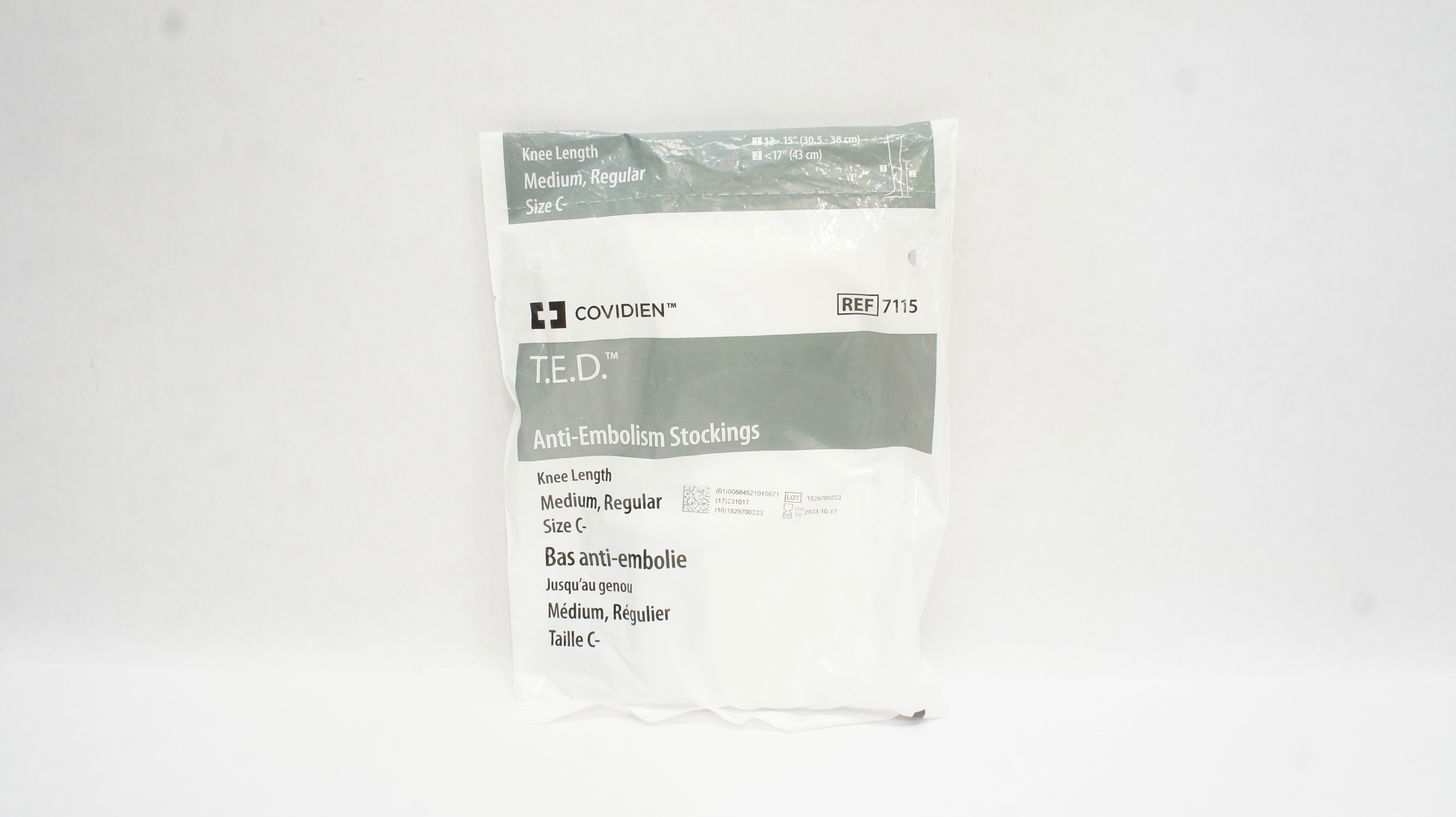 Covidien 7115 T.E.D. Anti-Embolism Stockings Knee Length, 12-15 inch, <17in. (x)