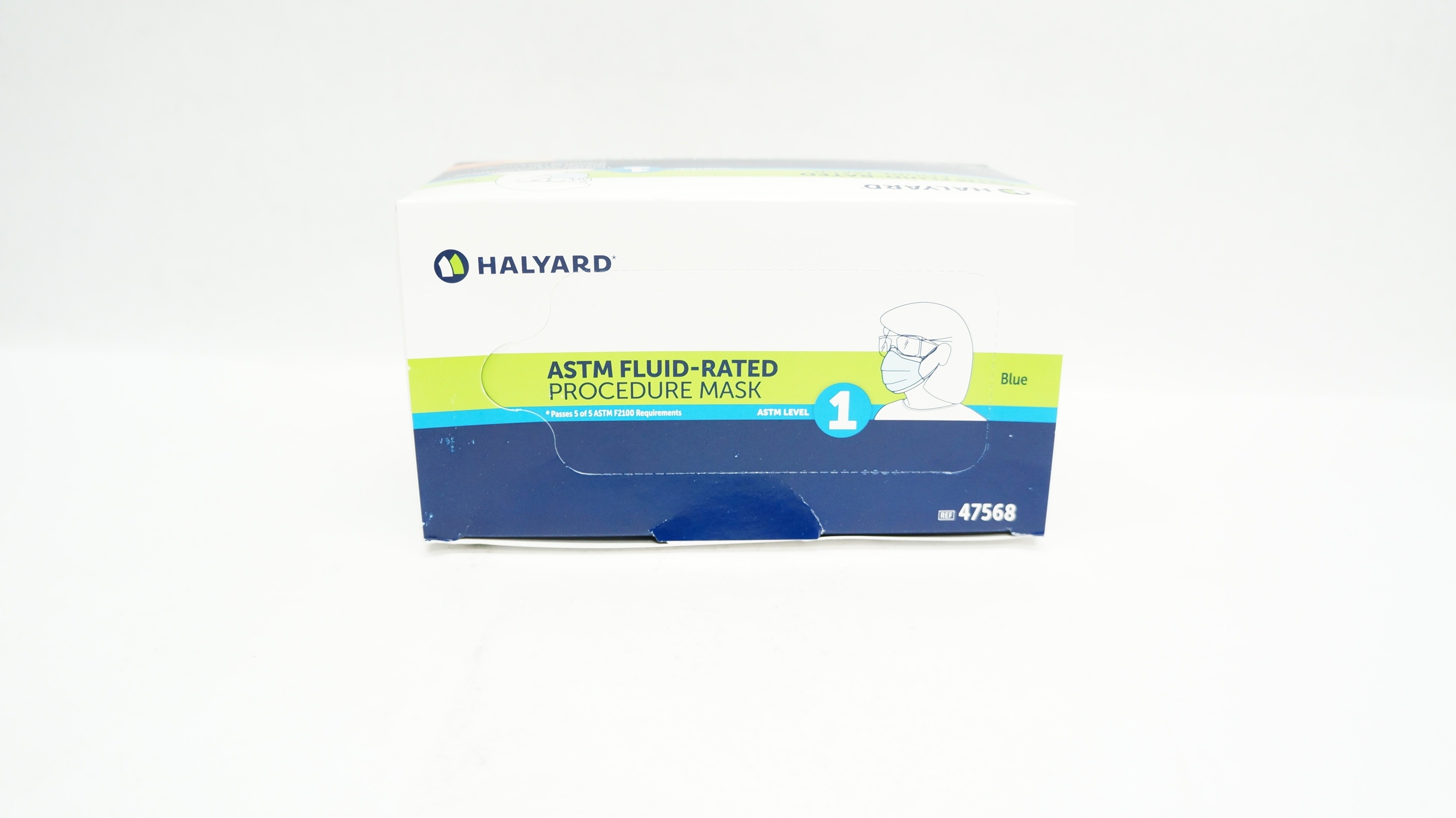 Halyard 47568 ASTM Fluid-Rated Procedure Mask Blue -Box of 50
