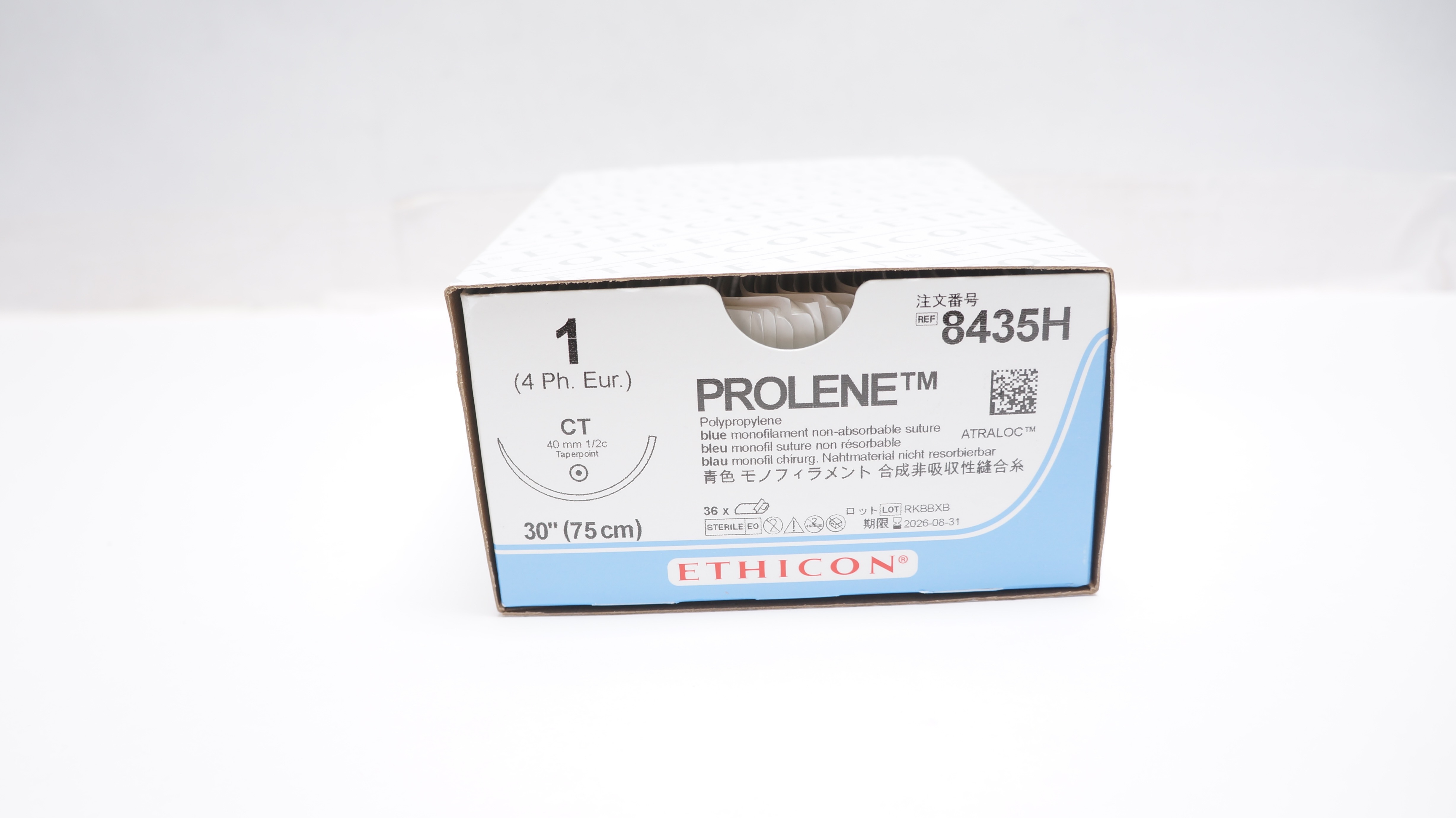 Ethicon 8435H 1 Prolene Stre CT 40mm 1/2c Taperpoint 30inch - Box of 33