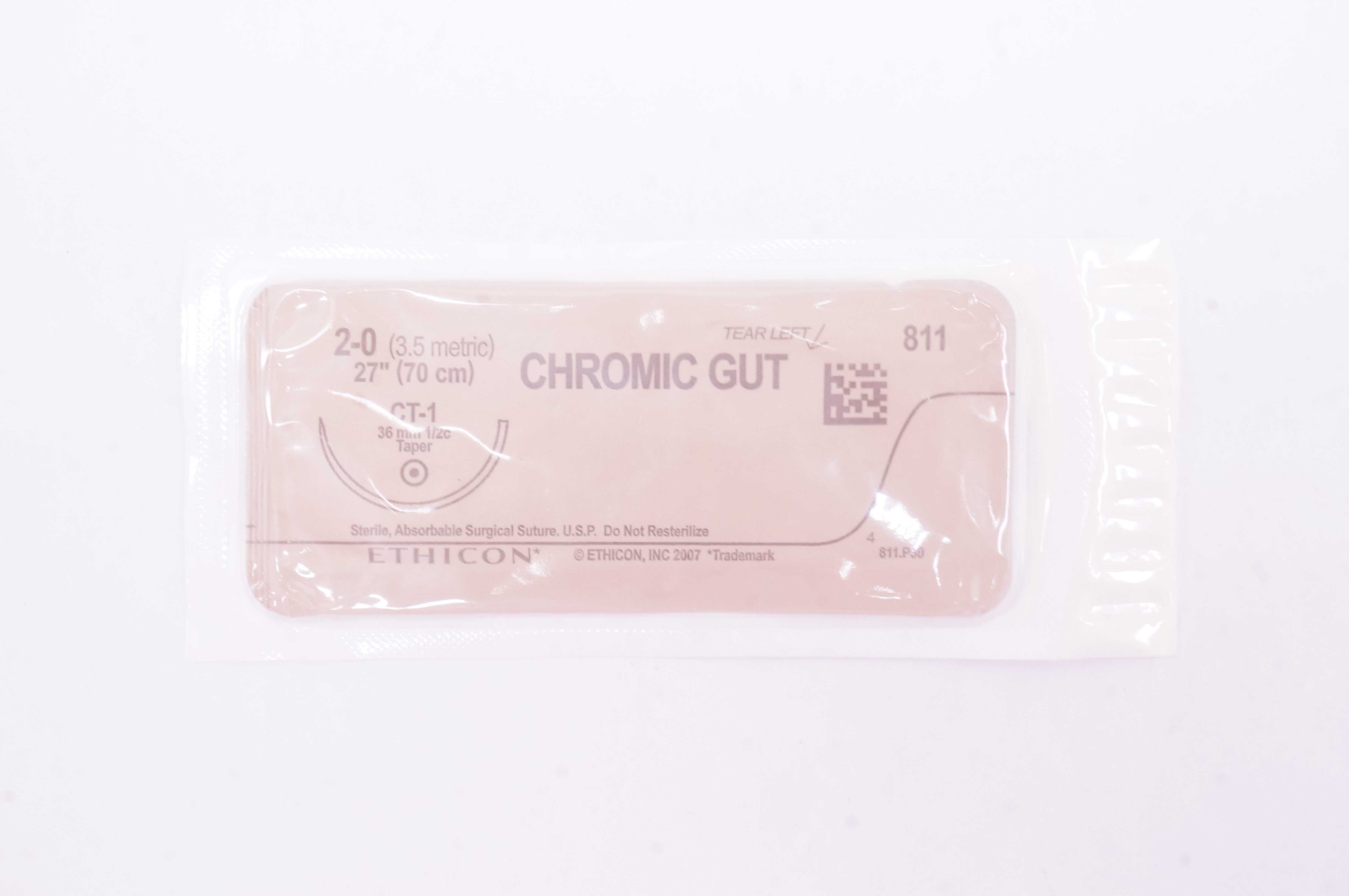 Ethicon 811 2-0 CHROMIC GUT, CT-1, 36mm 1/2c Taper, 27inch