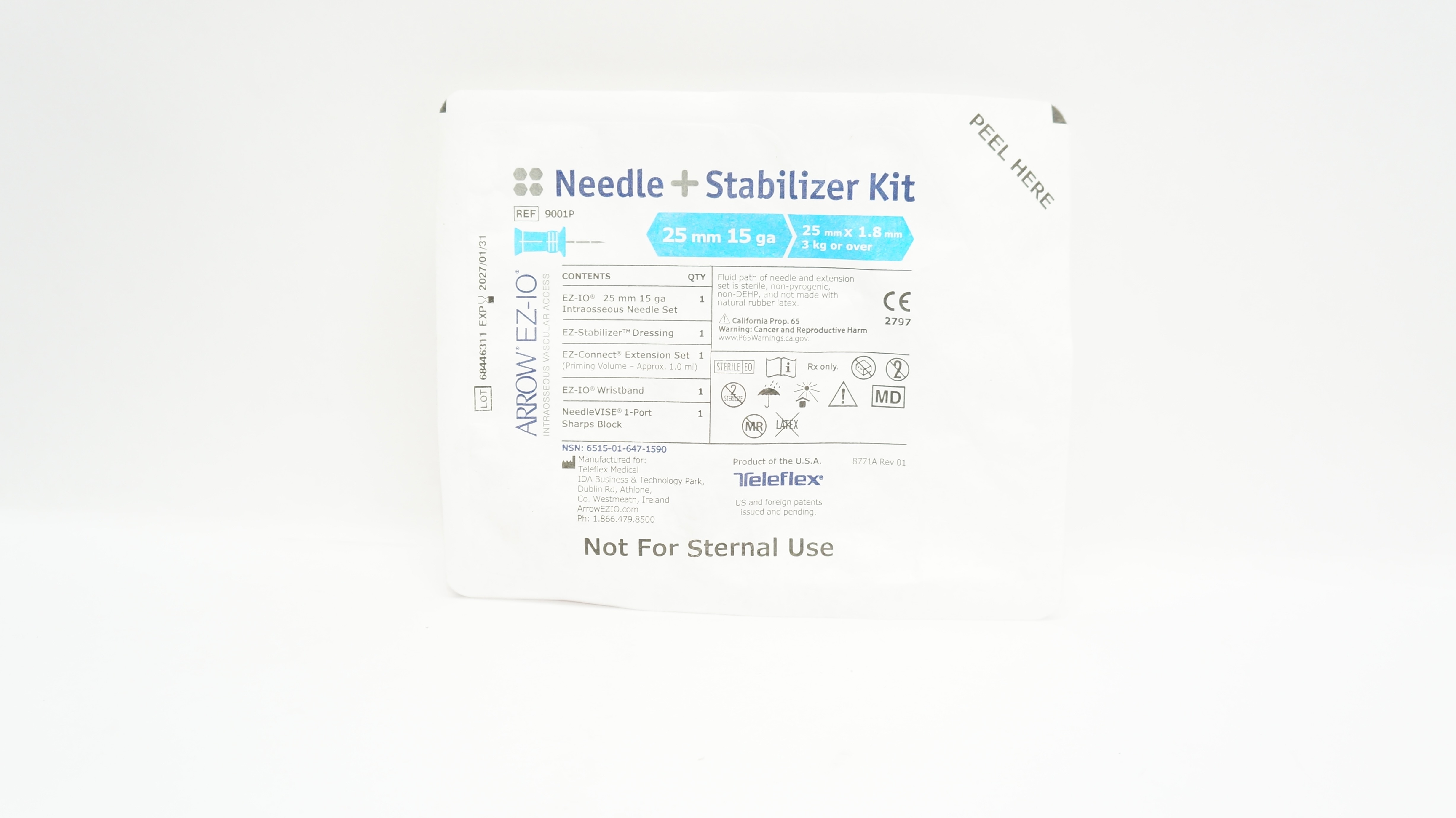 Teleflex 9001P Arrow EZ-IO Ndle + Stabilizer Kit 25 mm x 15Ga