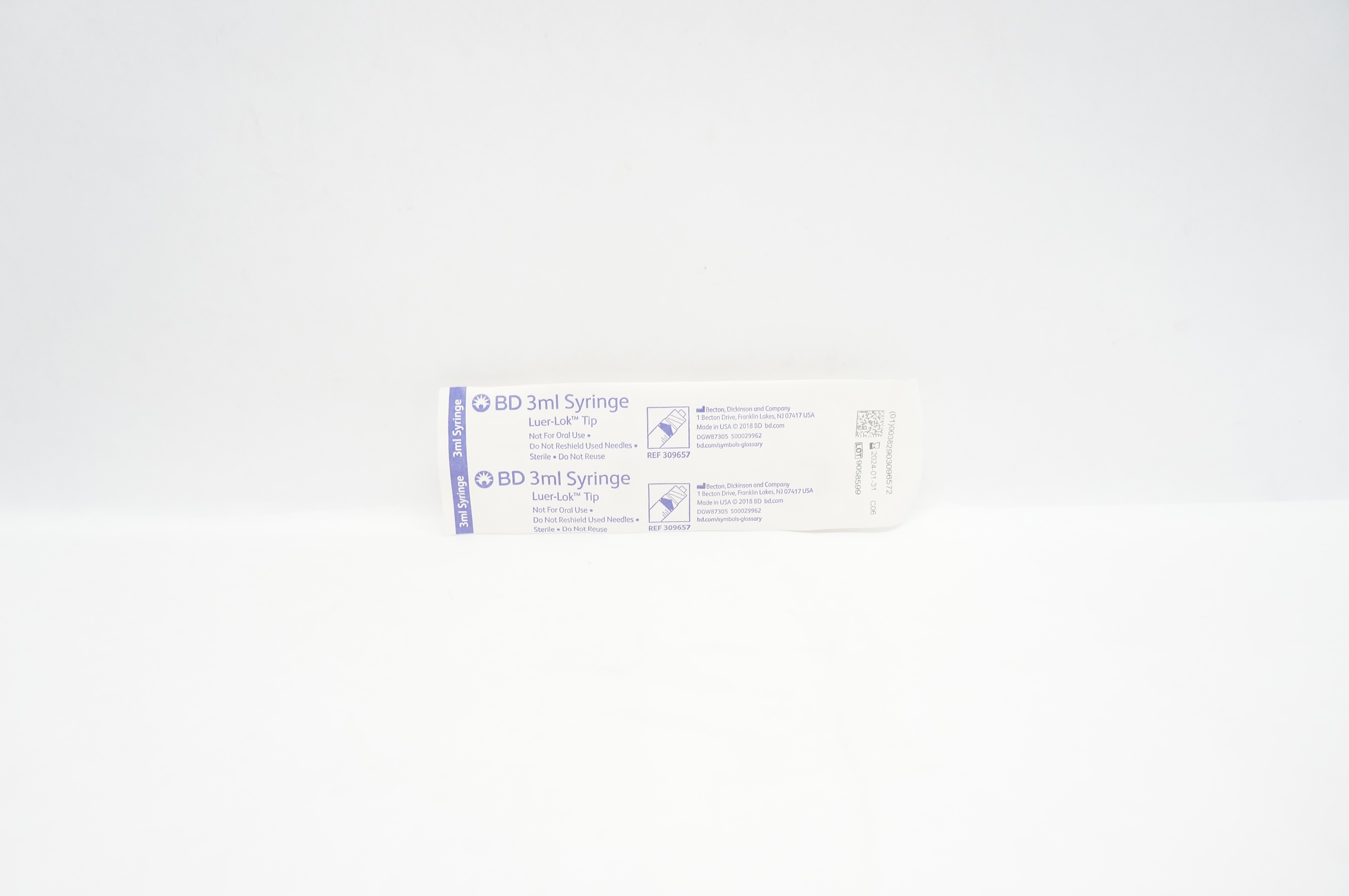 BD 309657 Luer-Lok Tip Syringe 3mL