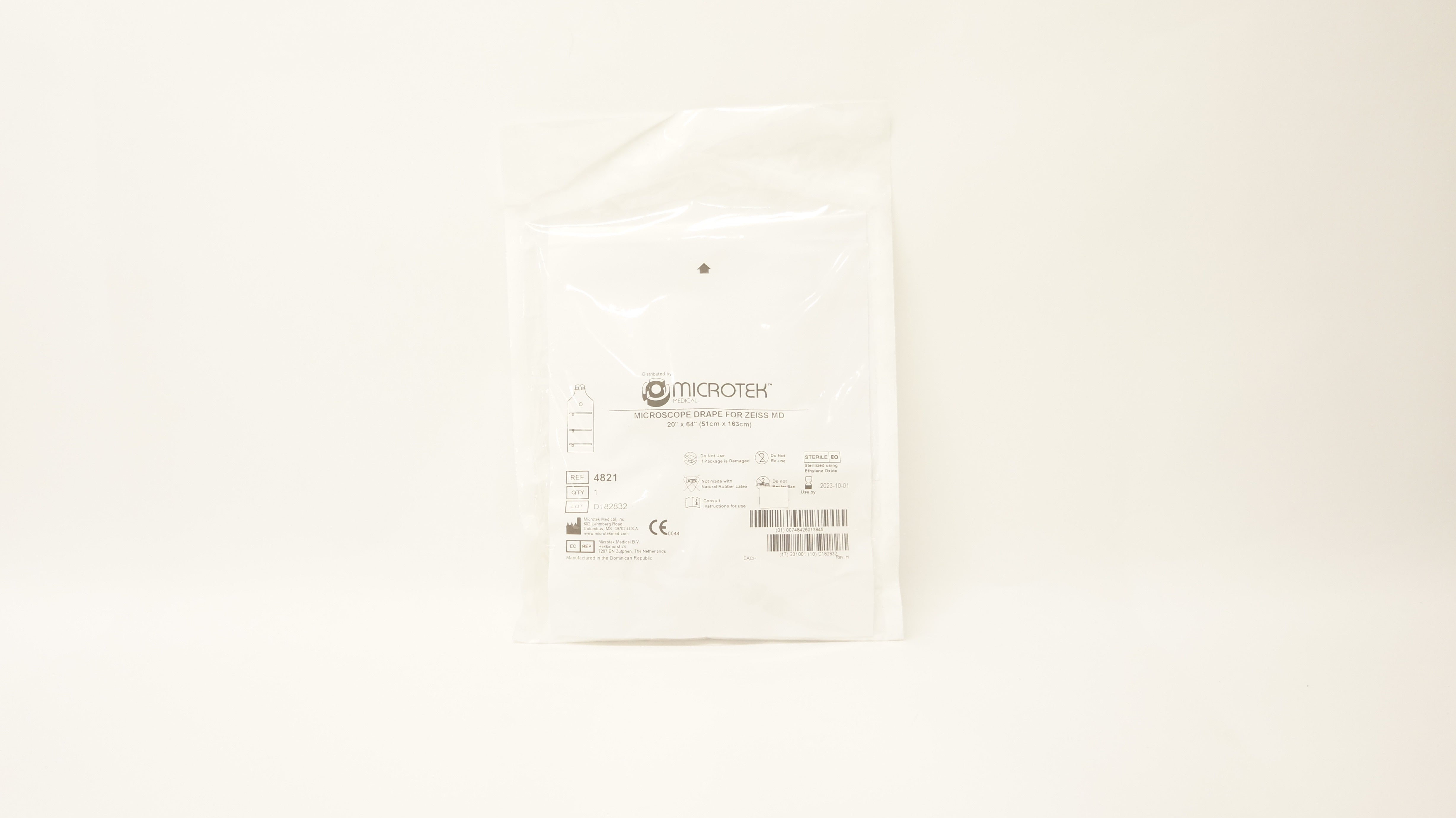 Microtek 4821 MIcroscope Drape for Zeiss MD 20inch x 64inch