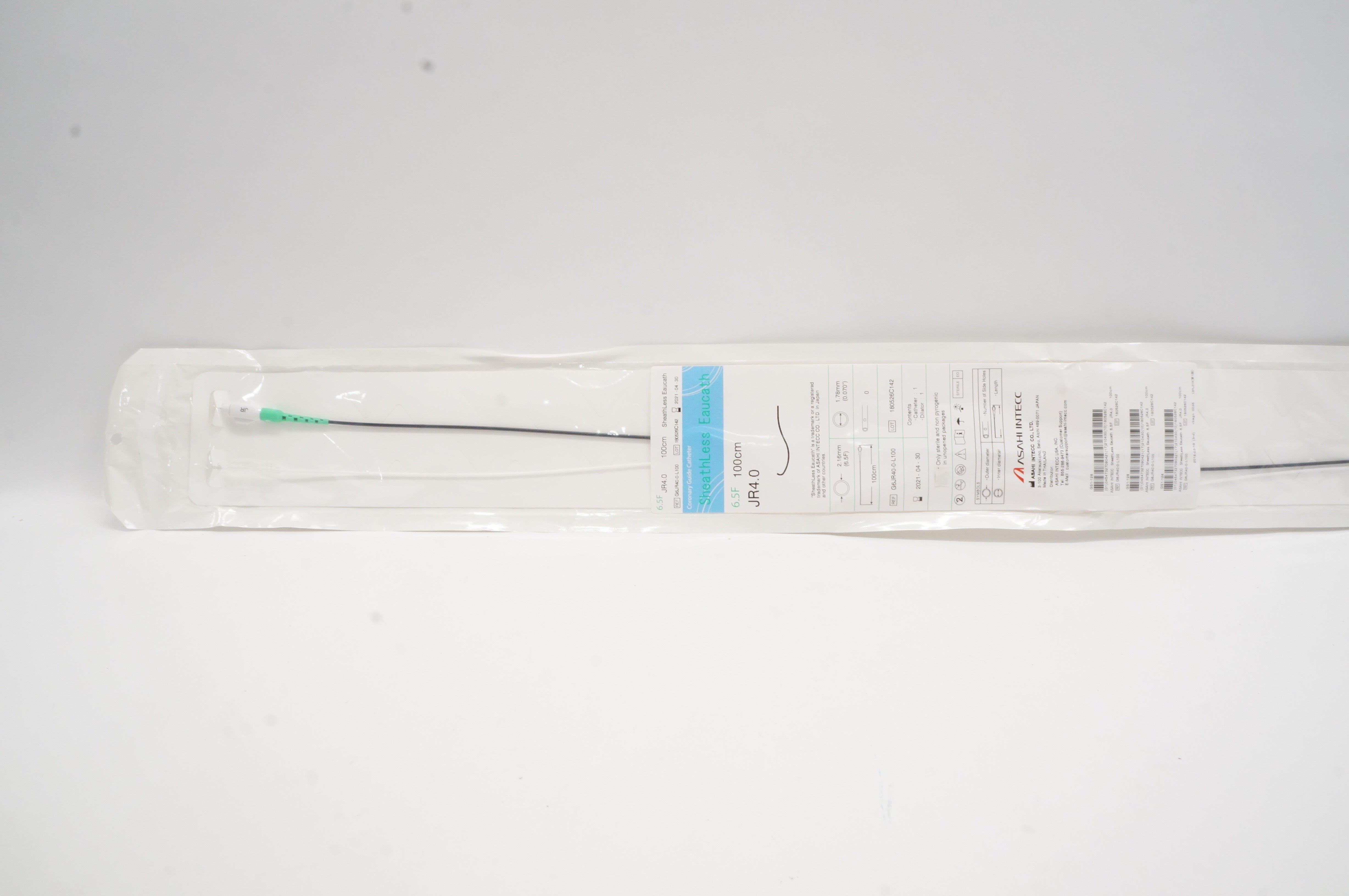 Asahi Intecc G6JR40-0-L100 SheathLess Eaucath Coronary Guide Cath 6.5F JR4.0 (x)