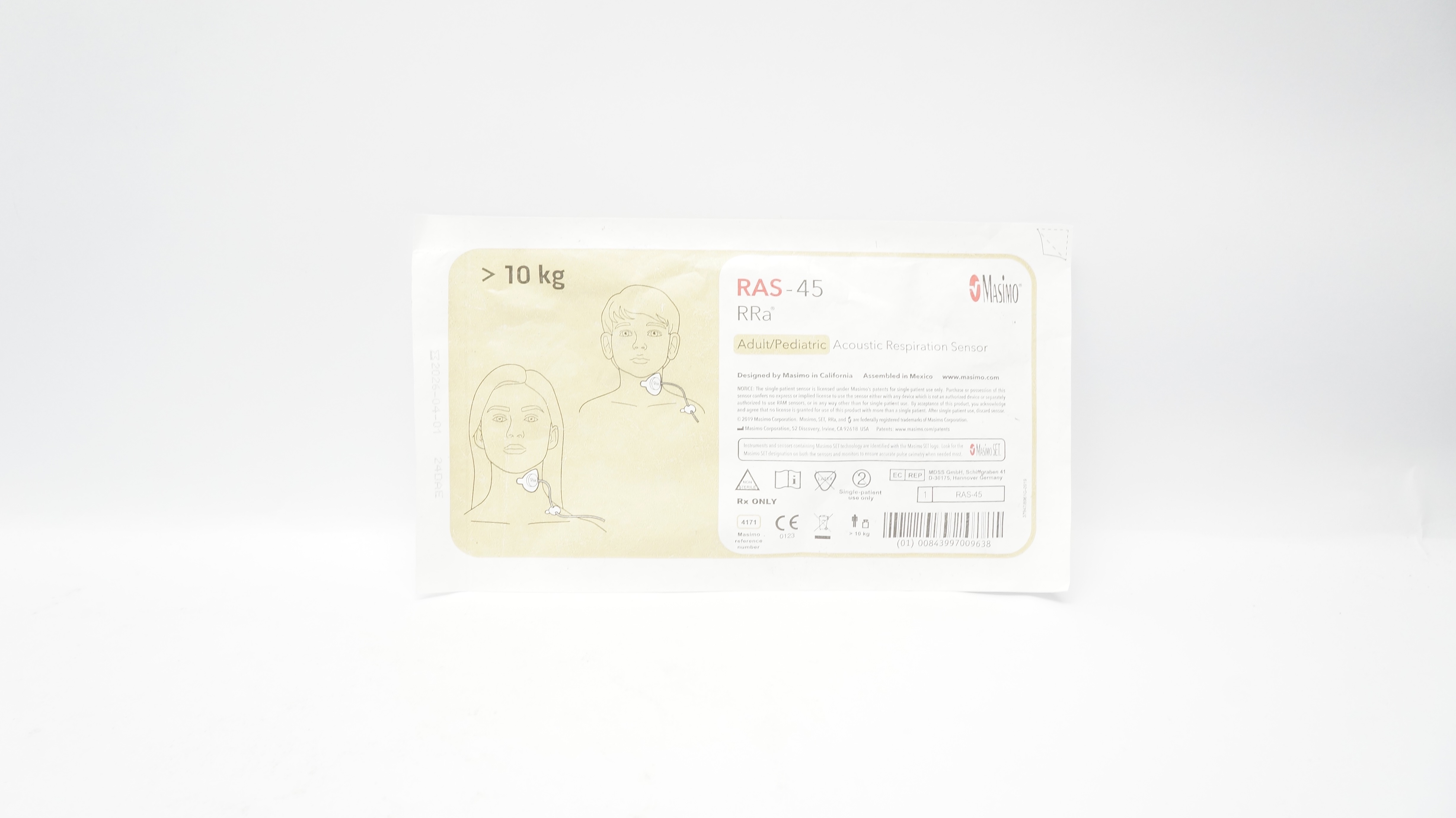 Masimo Ras Rra Masimo 4171 RRa Adult/Pediatric Acoustic Respiration Sensor >10kg