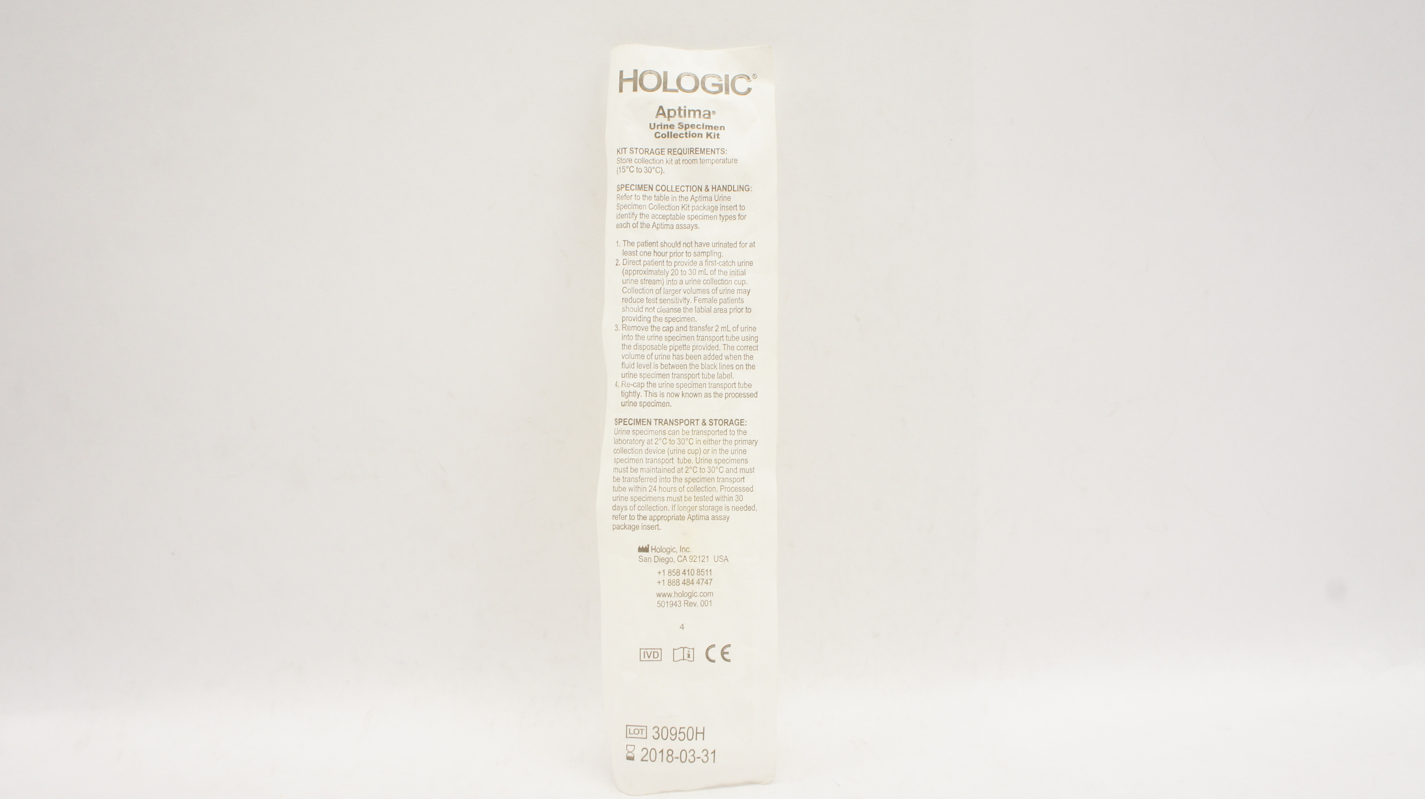 Hologic Aptima Urine Specimen Collection Kit (x)