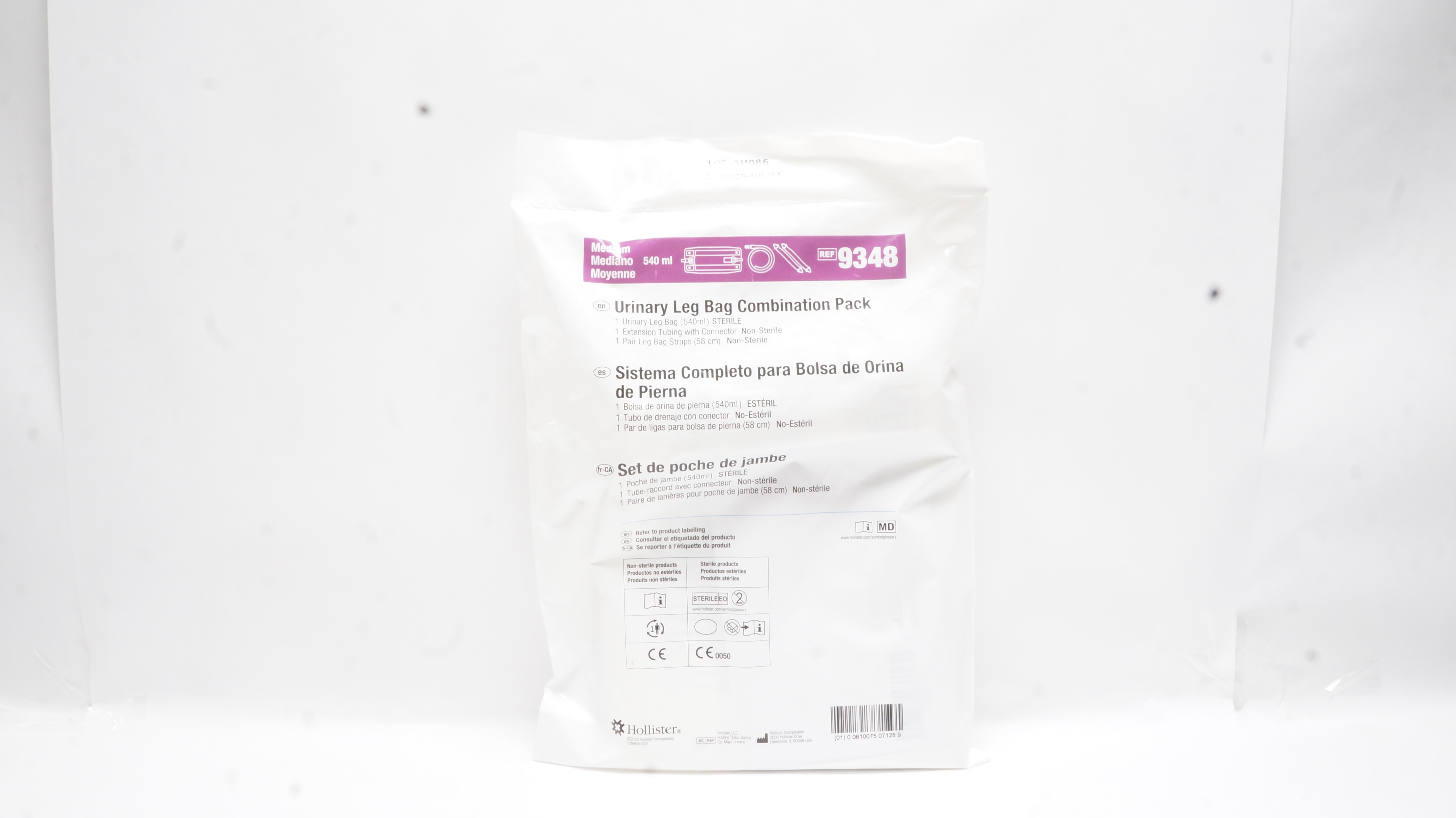 Hollister 9348 Urinary Leg Bag Combination Pack, Medium 540ml