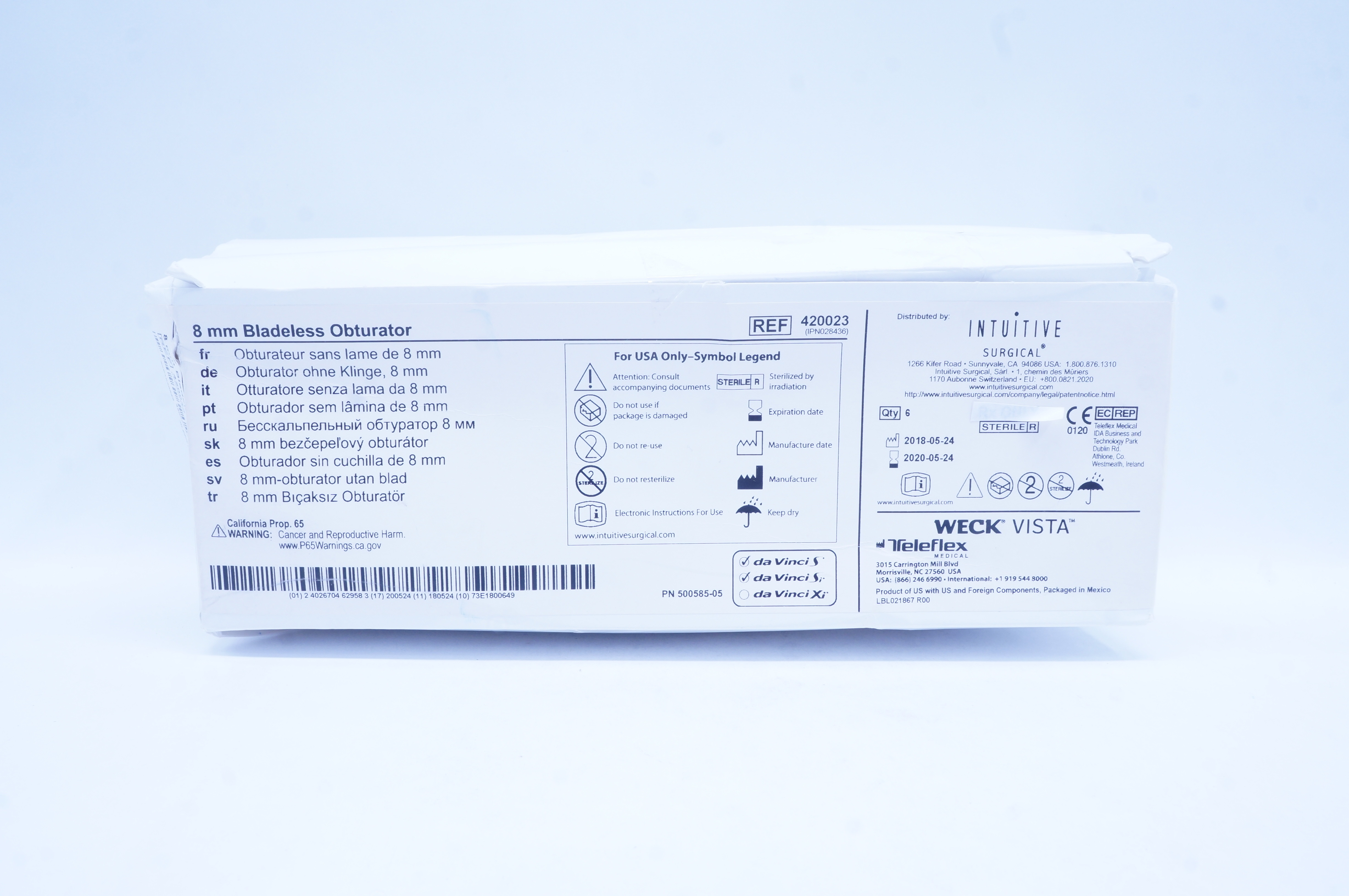 Teleflex 420023 Weck Vista Bladeless Obturator 8mm (x) - Box of 6