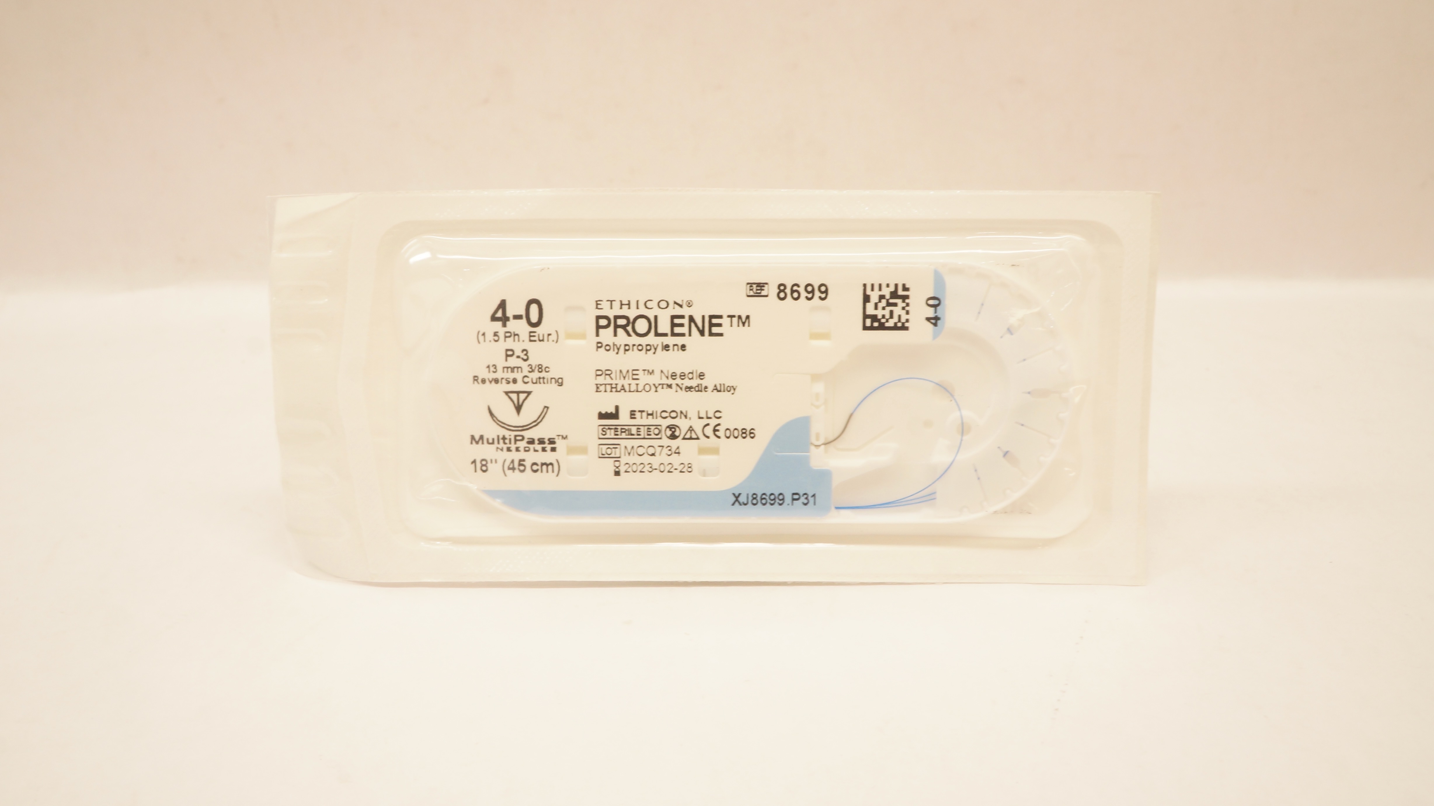 Ethicon 8699 4-0 PROLENE Stre P-3 13mm 3/8c Reverse Cutting, 18inch (x)