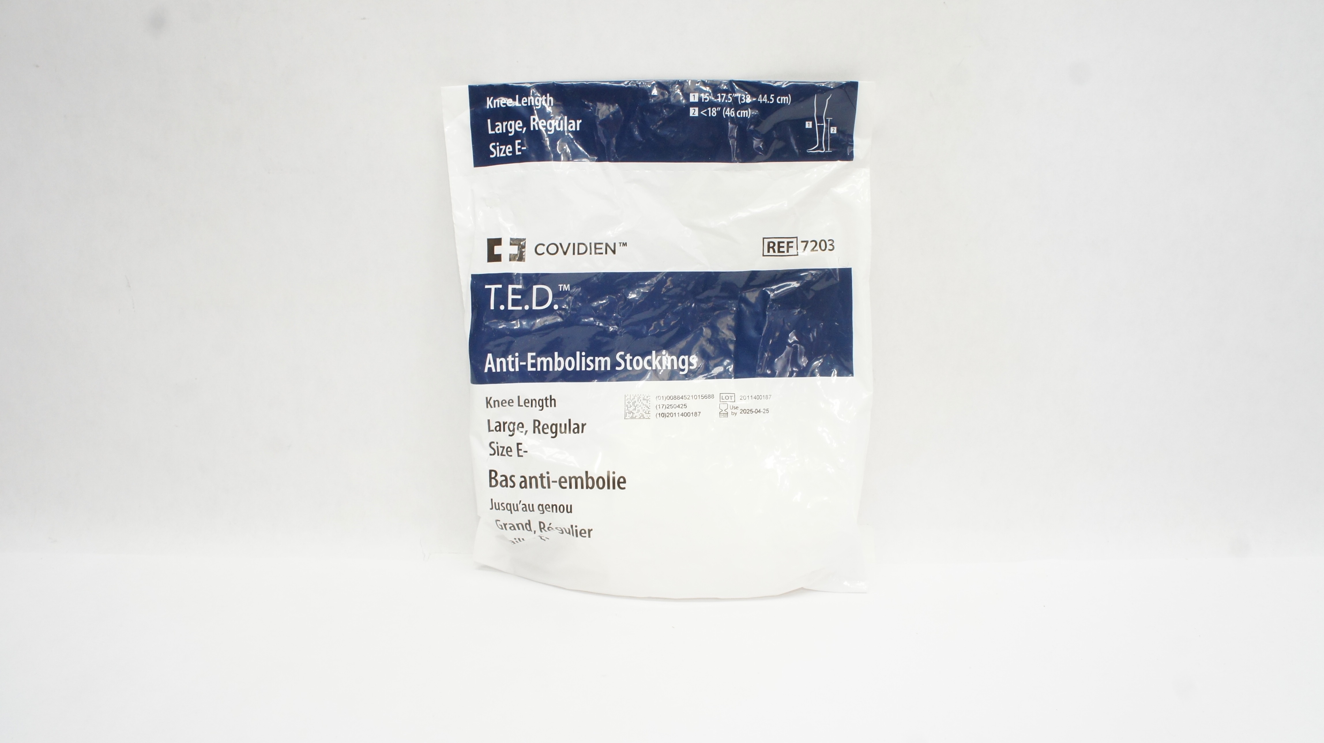 Covidien 7203 T.E.D. Anti-Embolism Stockings Knee Length Large, Regular, Size E-