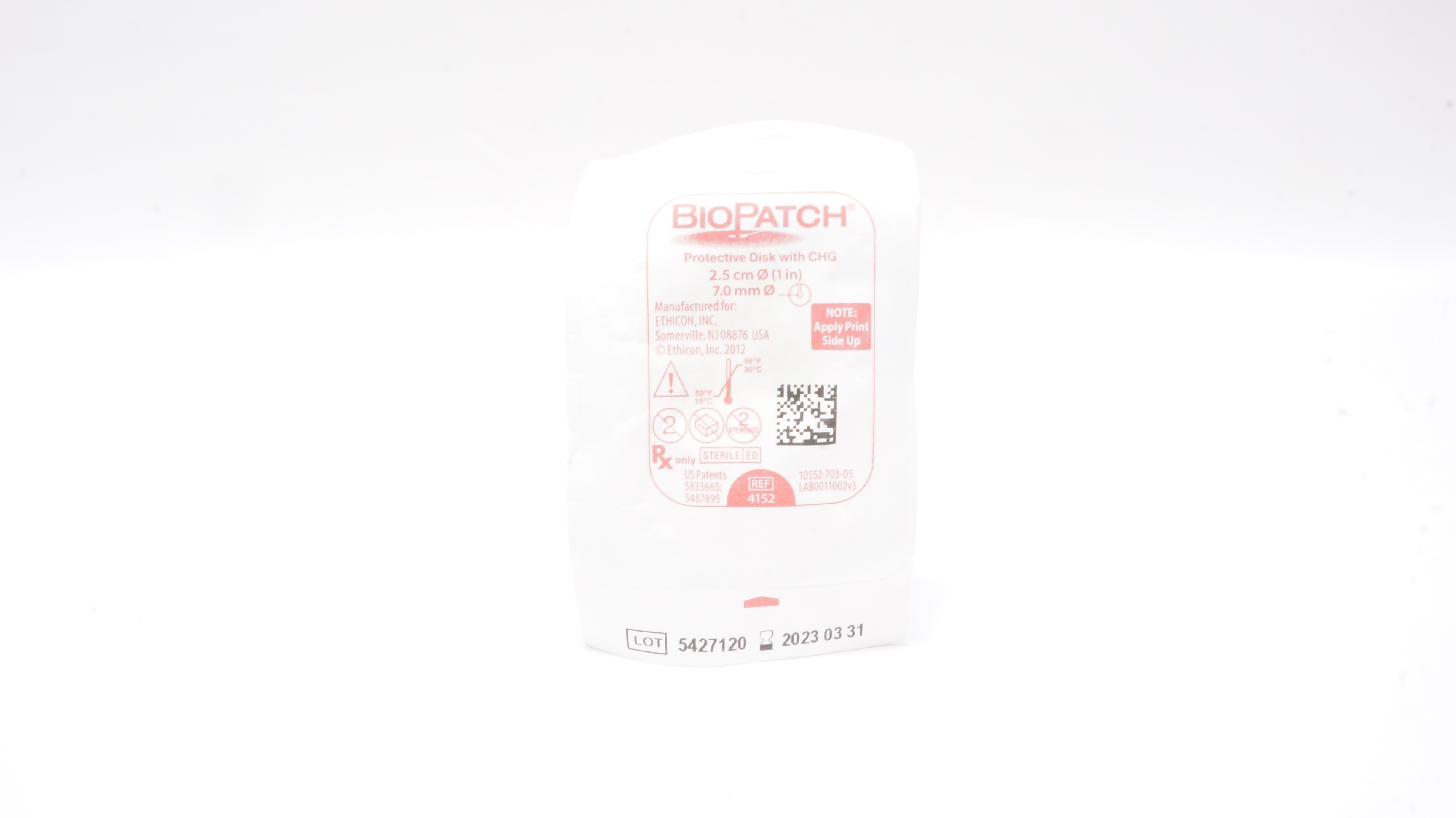 Ethicon 4152 BioPatch Protective Disk with CHG 1 in. x 7.0 mm (x)