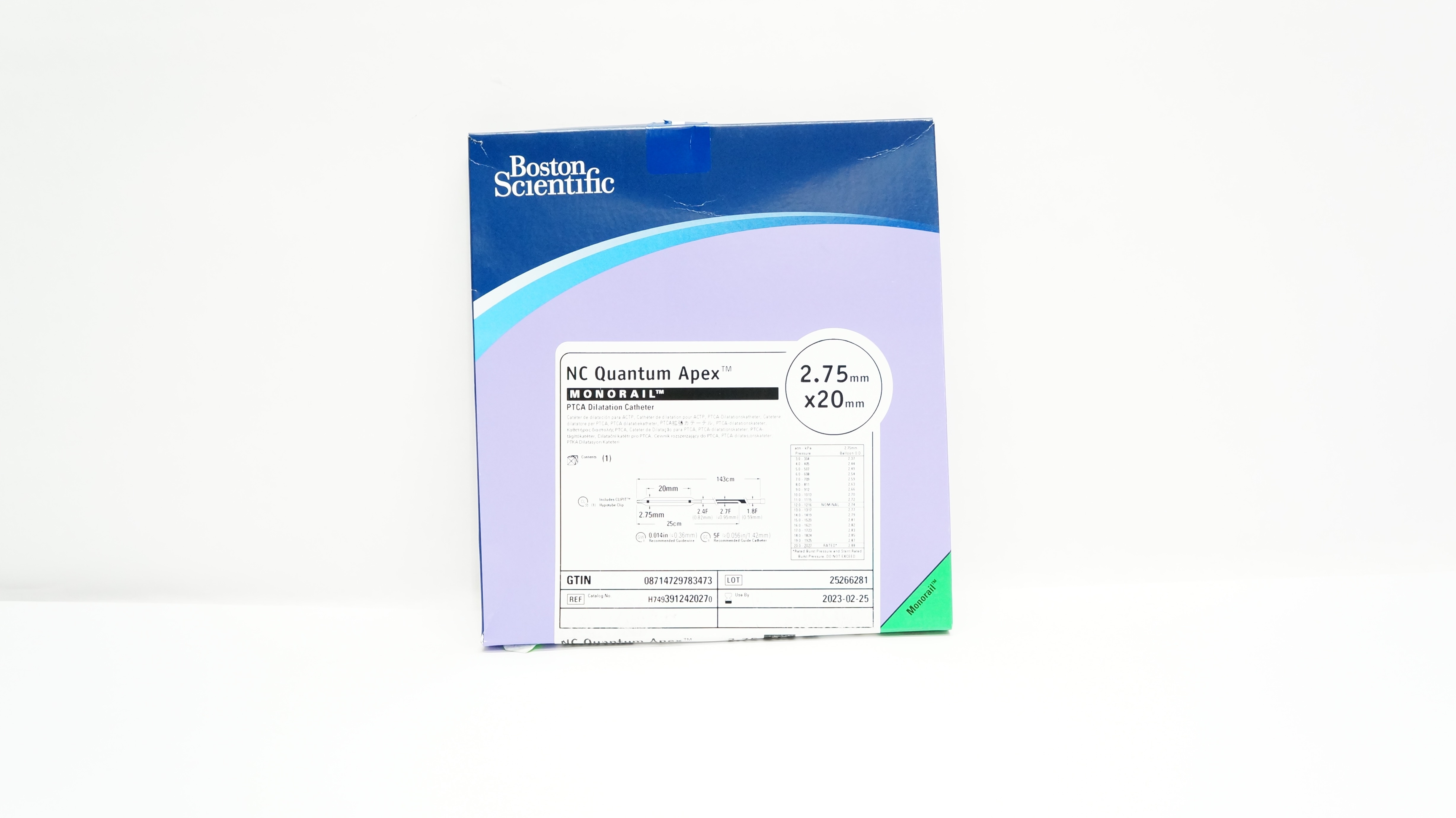 Boston Scientific H7493912420270 NC Quantum Apex Monorail PTCA Dilatation Cath. 2.78mm x 20mm (x)