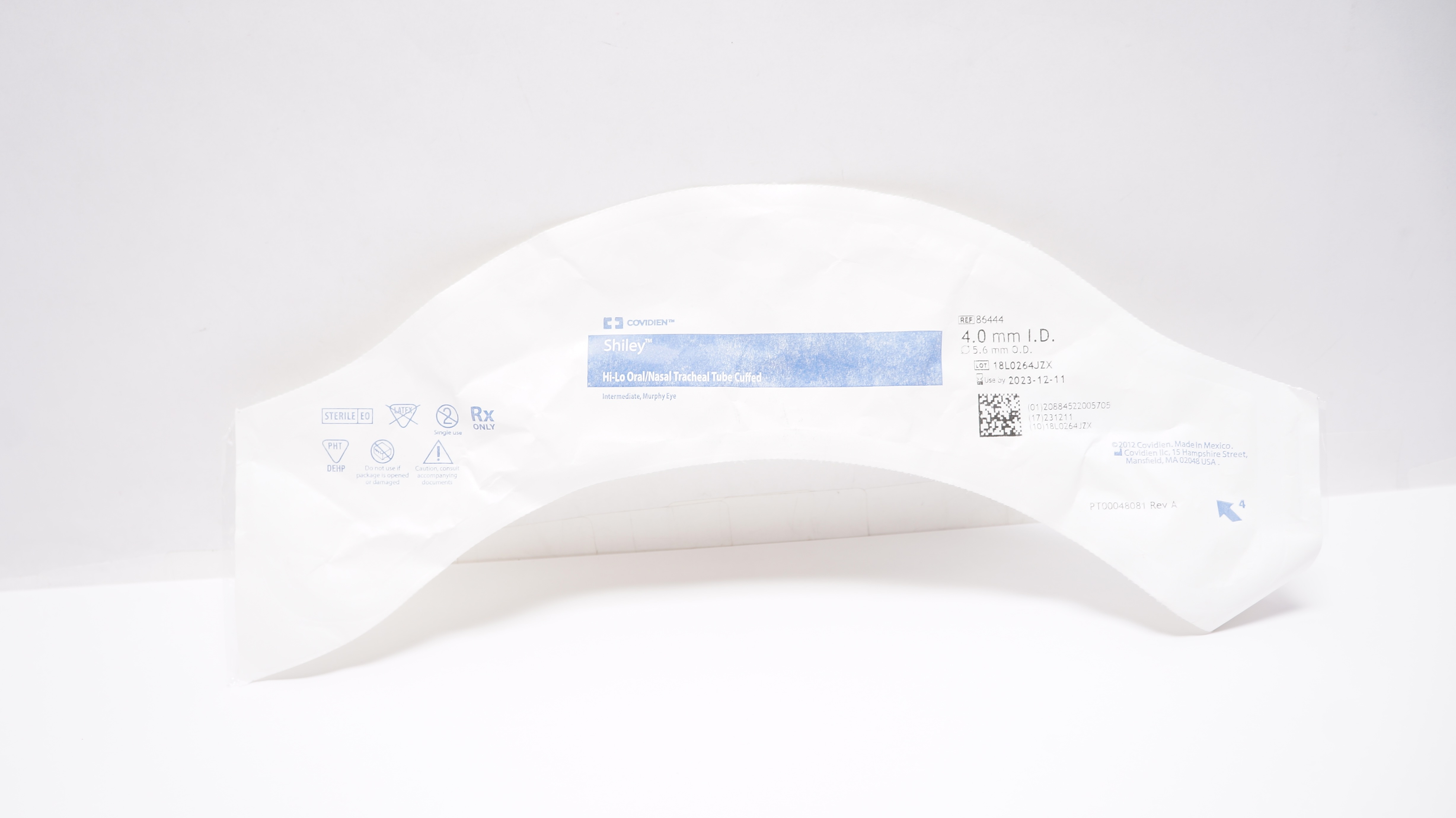 Covidien 86444 Shiley Hi-Lo Oral/Nasal Tracheal Tube Cuffed 4.0mm ID (x)
