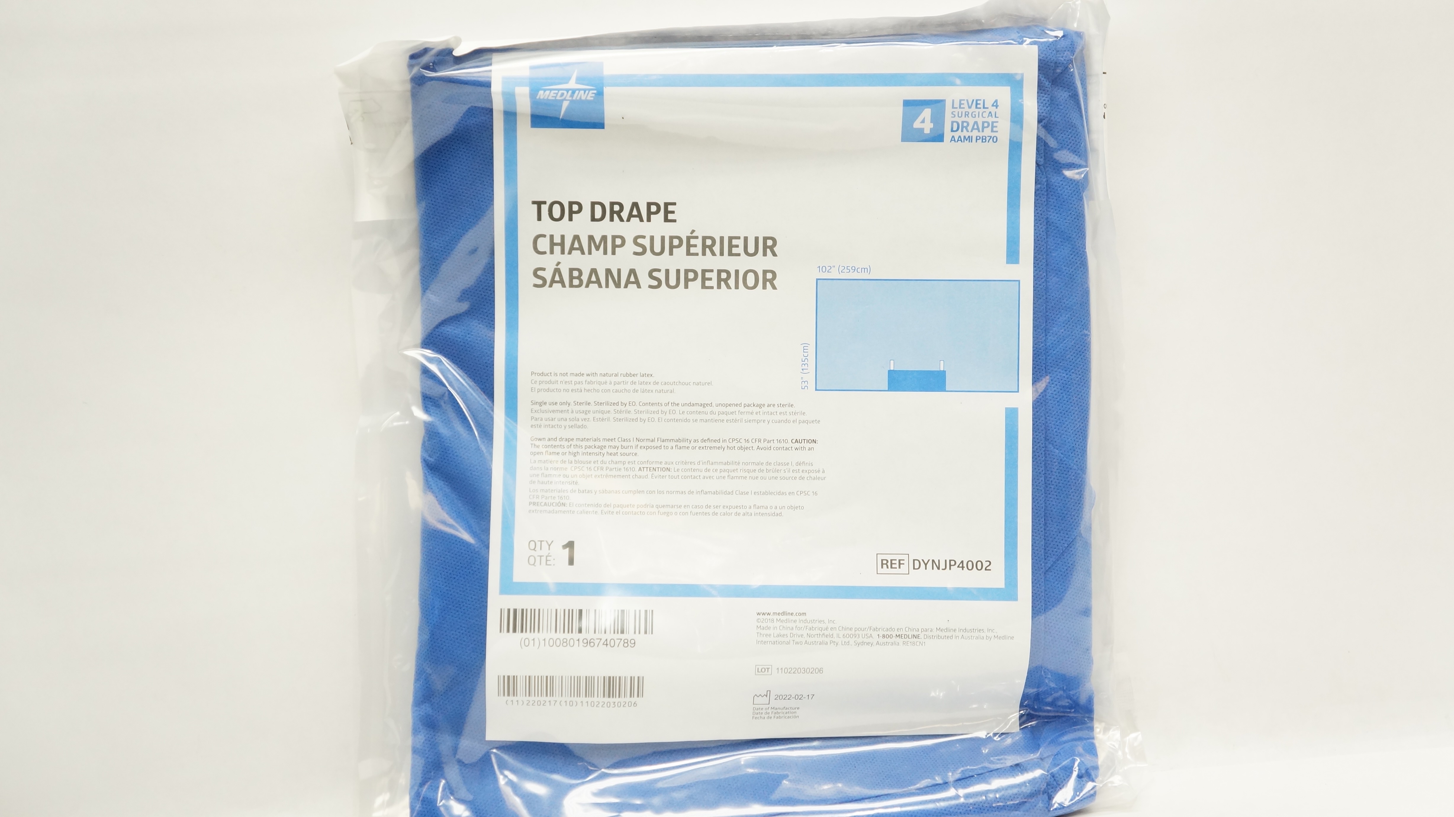 Medline DYNJP4002 Top Drape 53inch x 102inch