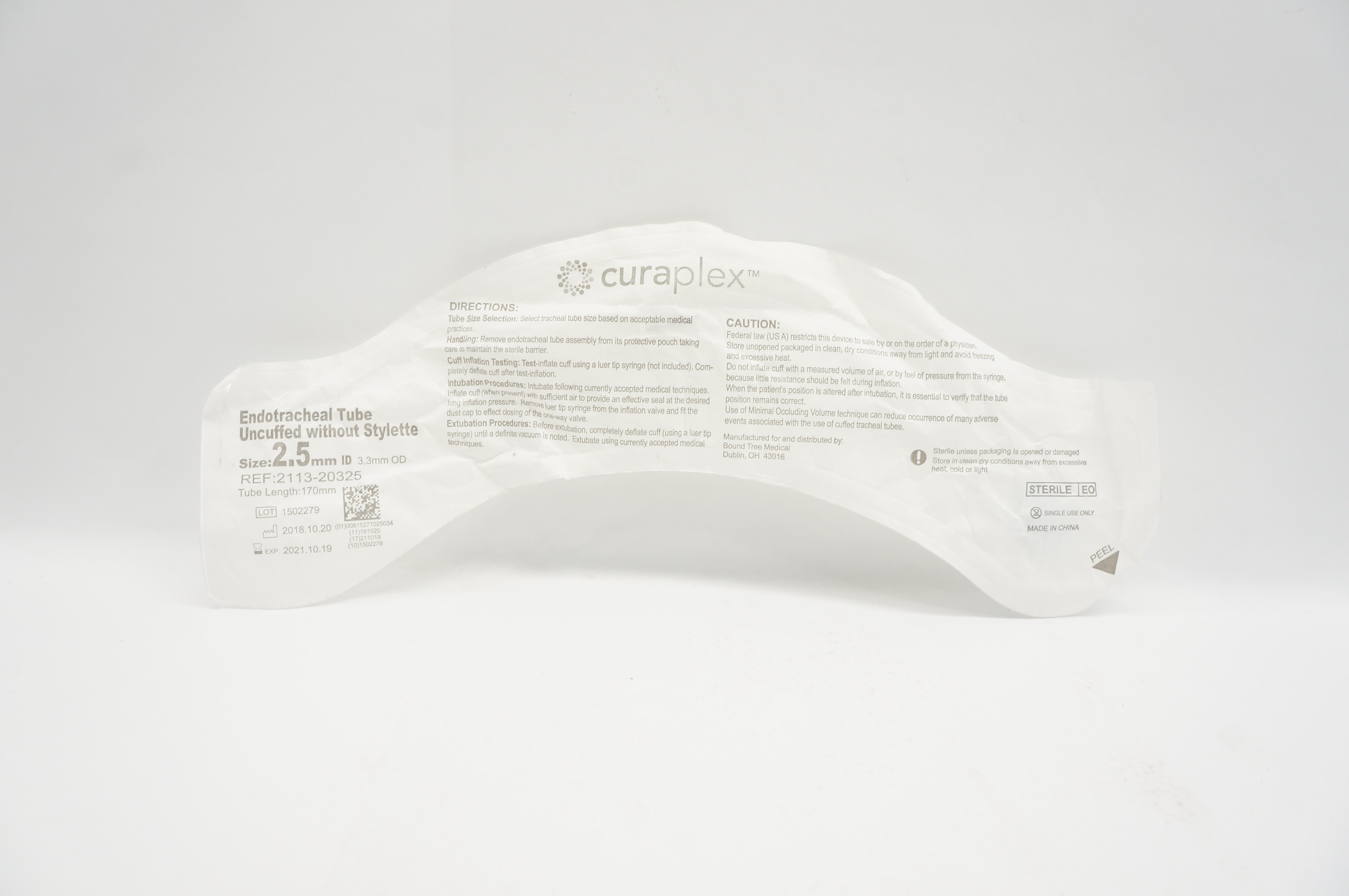 Curaplex 2113-20330 Endotracheal Tube, Uncuffed without Stylette 3.0 ID (x)