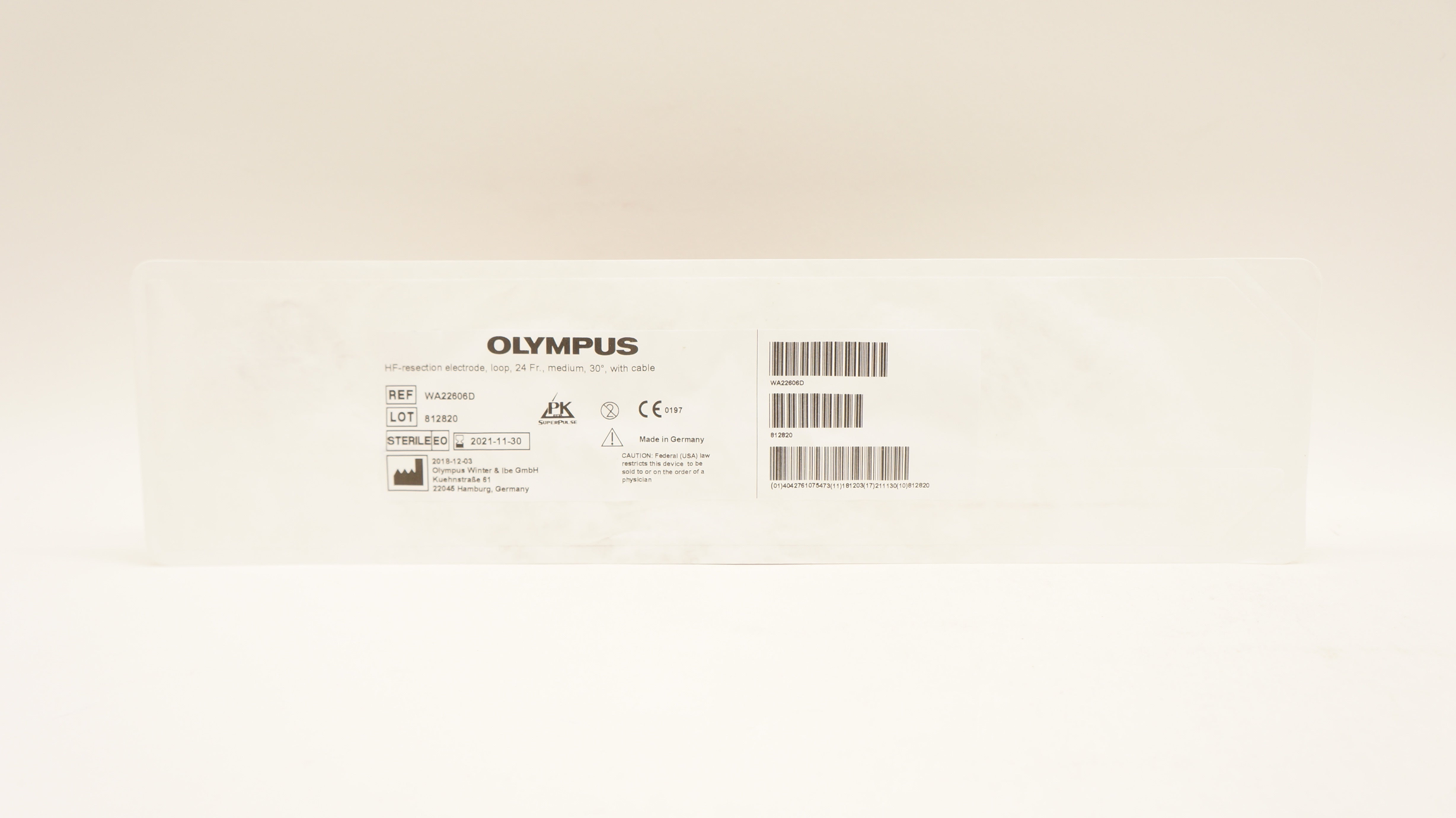 Olympus WA22606D HF-Resection Electrode Loop 24Fr. Medium 30degree