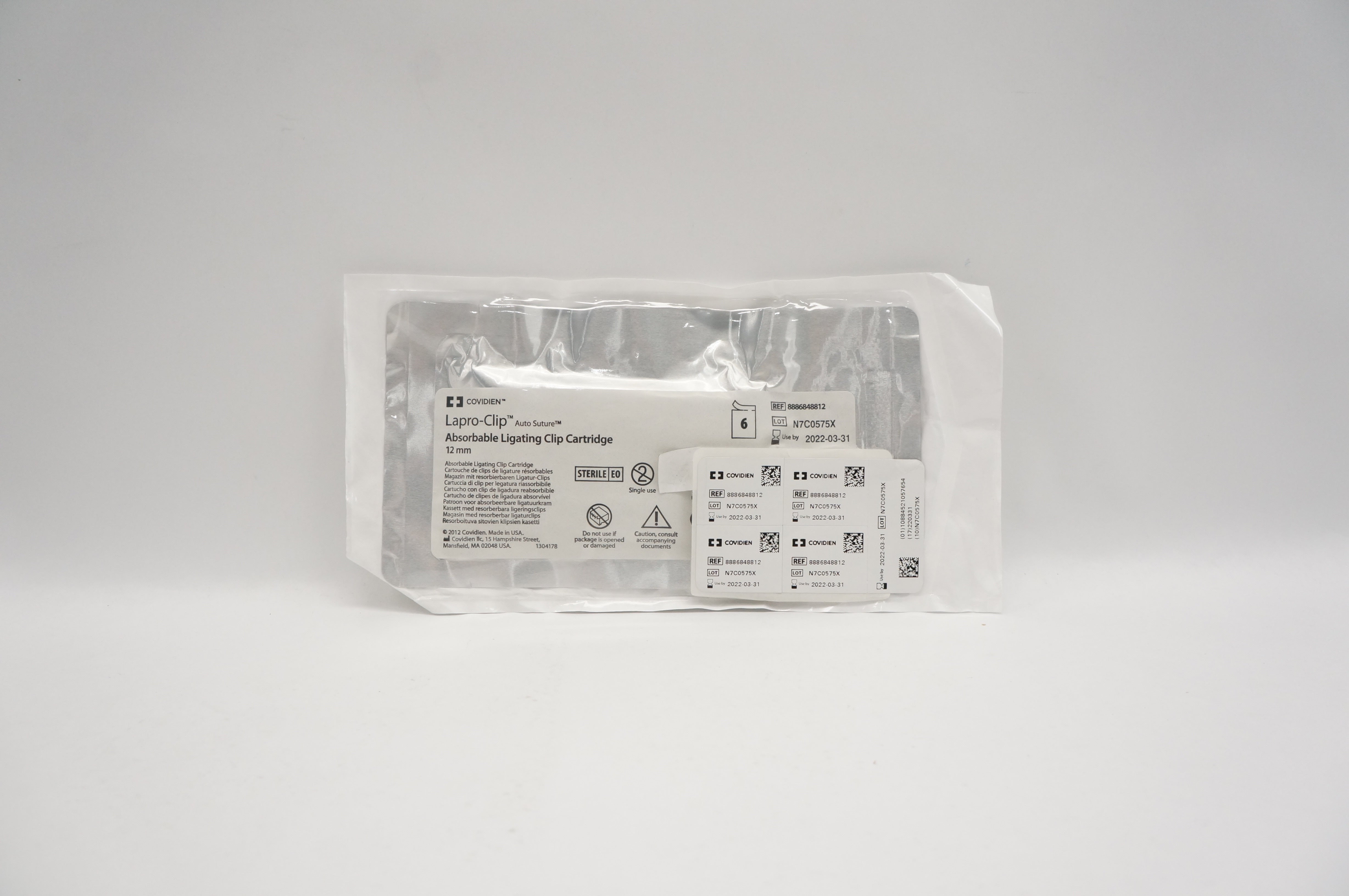 Covidien 8886848812 Lapro-Clip Absorbable Ligating Clip Cartridge 12mm