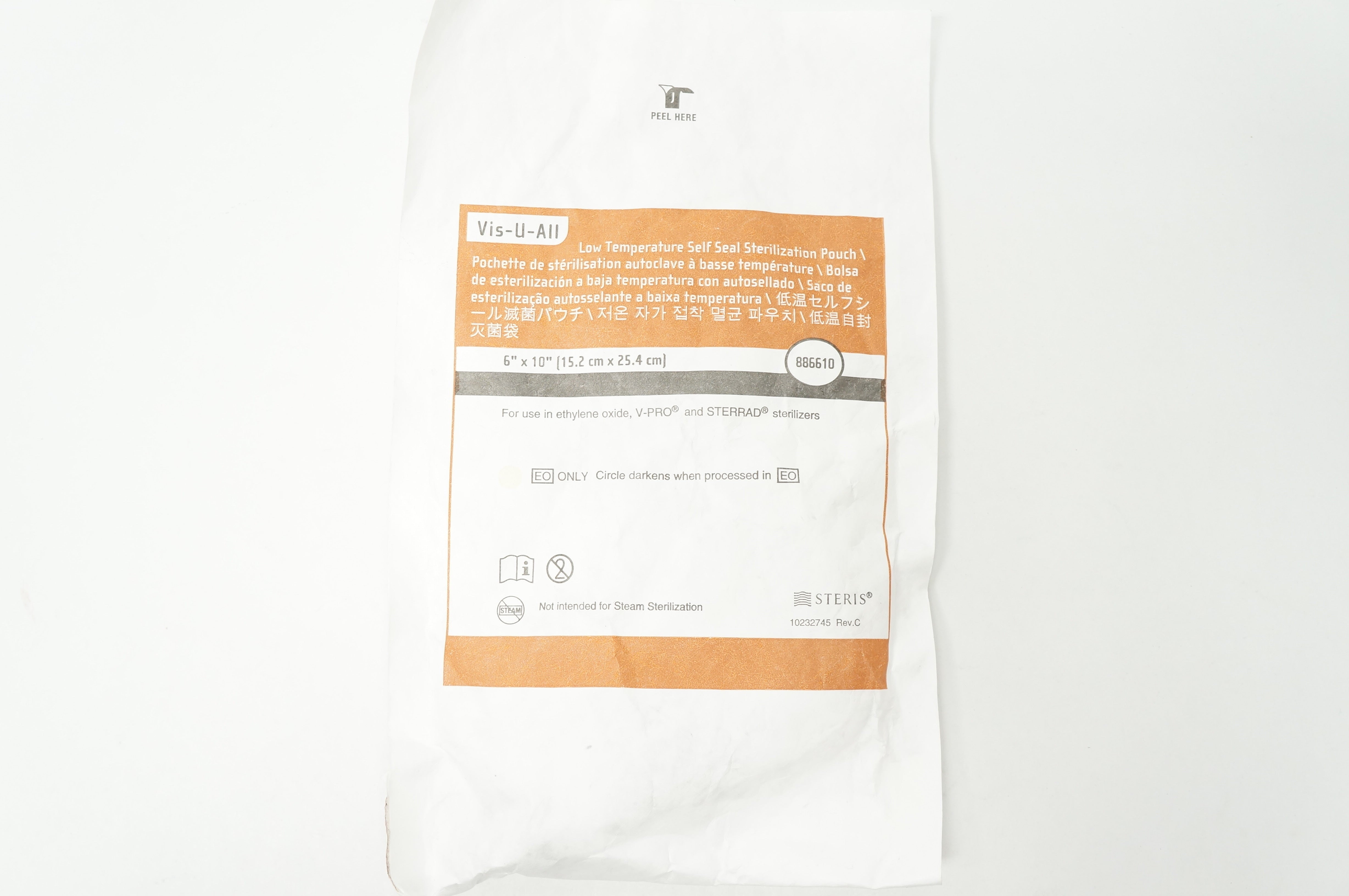 Steris 886610 Vis-U-All Low Temp 6inch x 10inch Self Seal Pouch