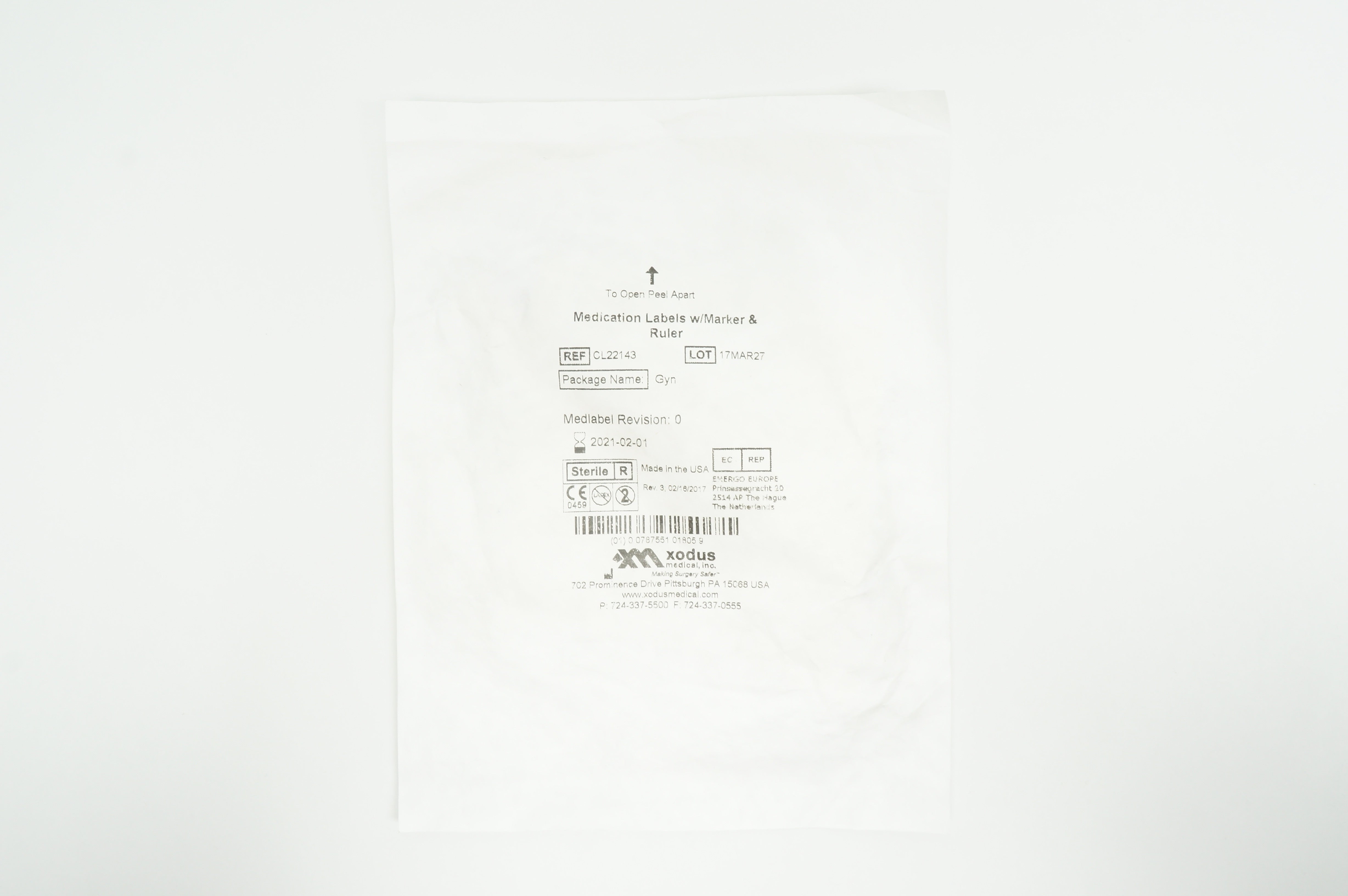 Xodus Medical CL22143 Medication Labels w/Marker & Ruler, Mediabel Revision 0(x)