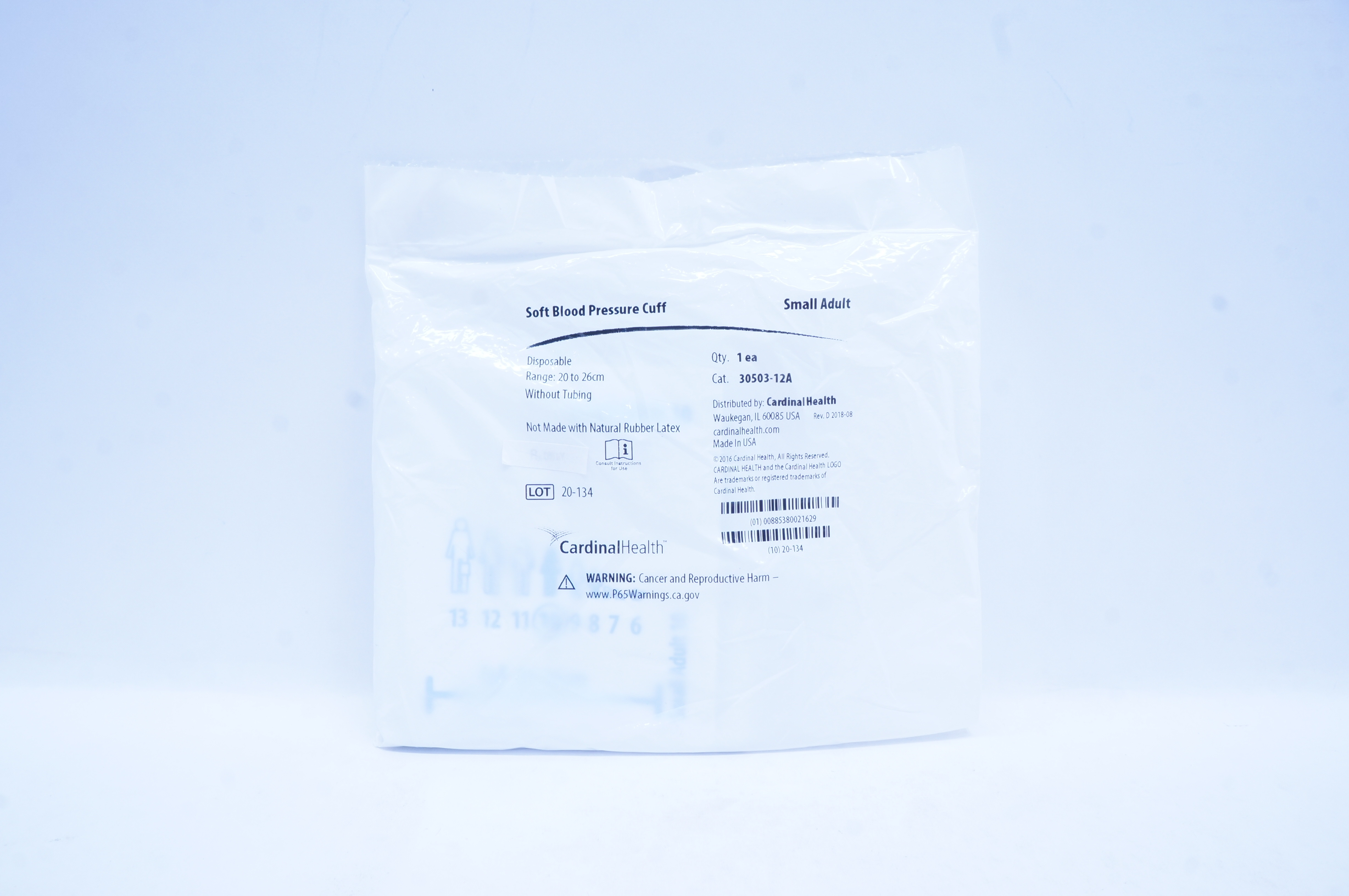 Cardinal Health 30503-12A Soft Blood Pressure Cuff Small Adult 20-26cm
