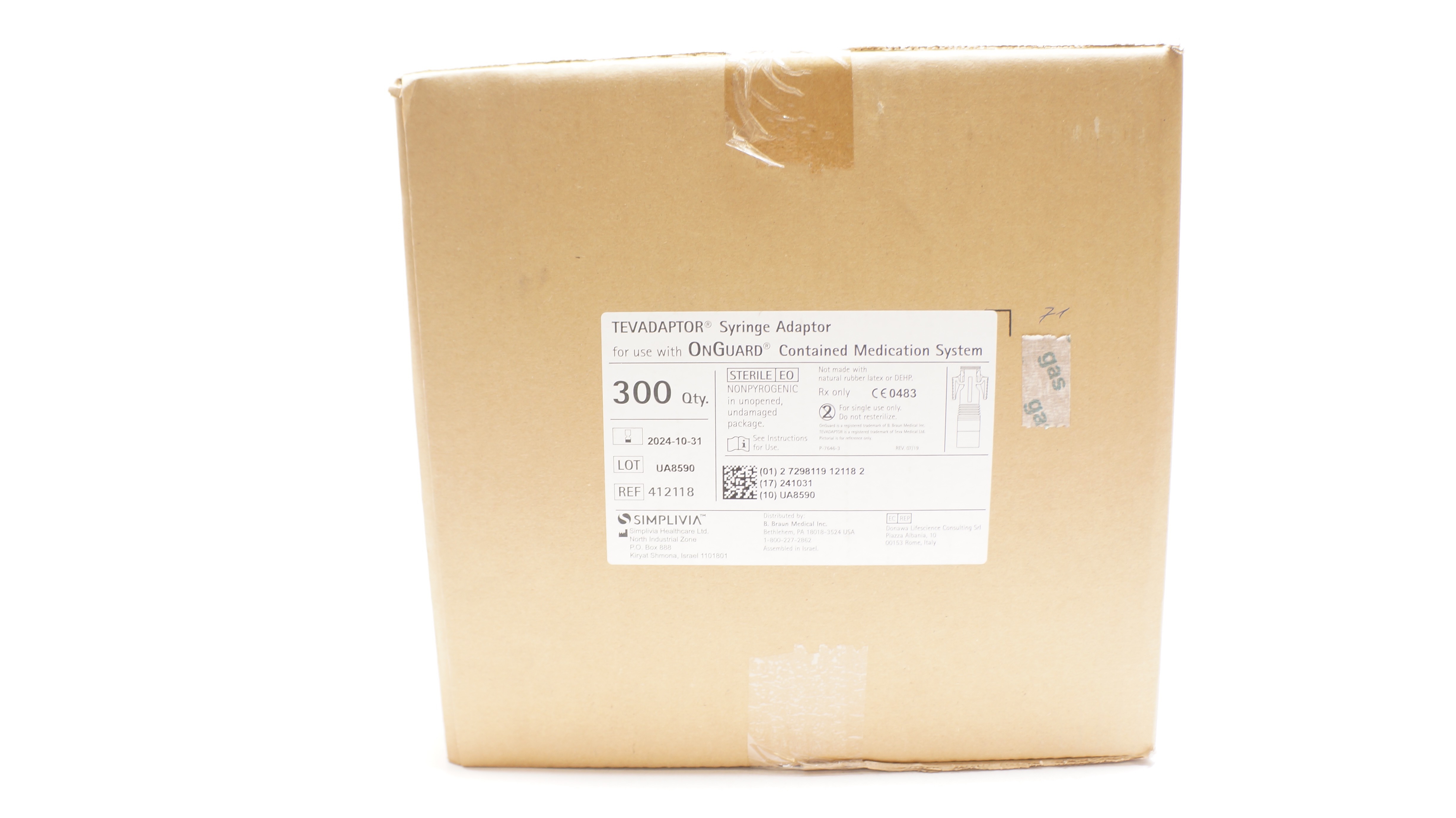 Simplivia Simplivia 412118 Braun TEVADAPTOR Syringe Adaptor - Case of 70