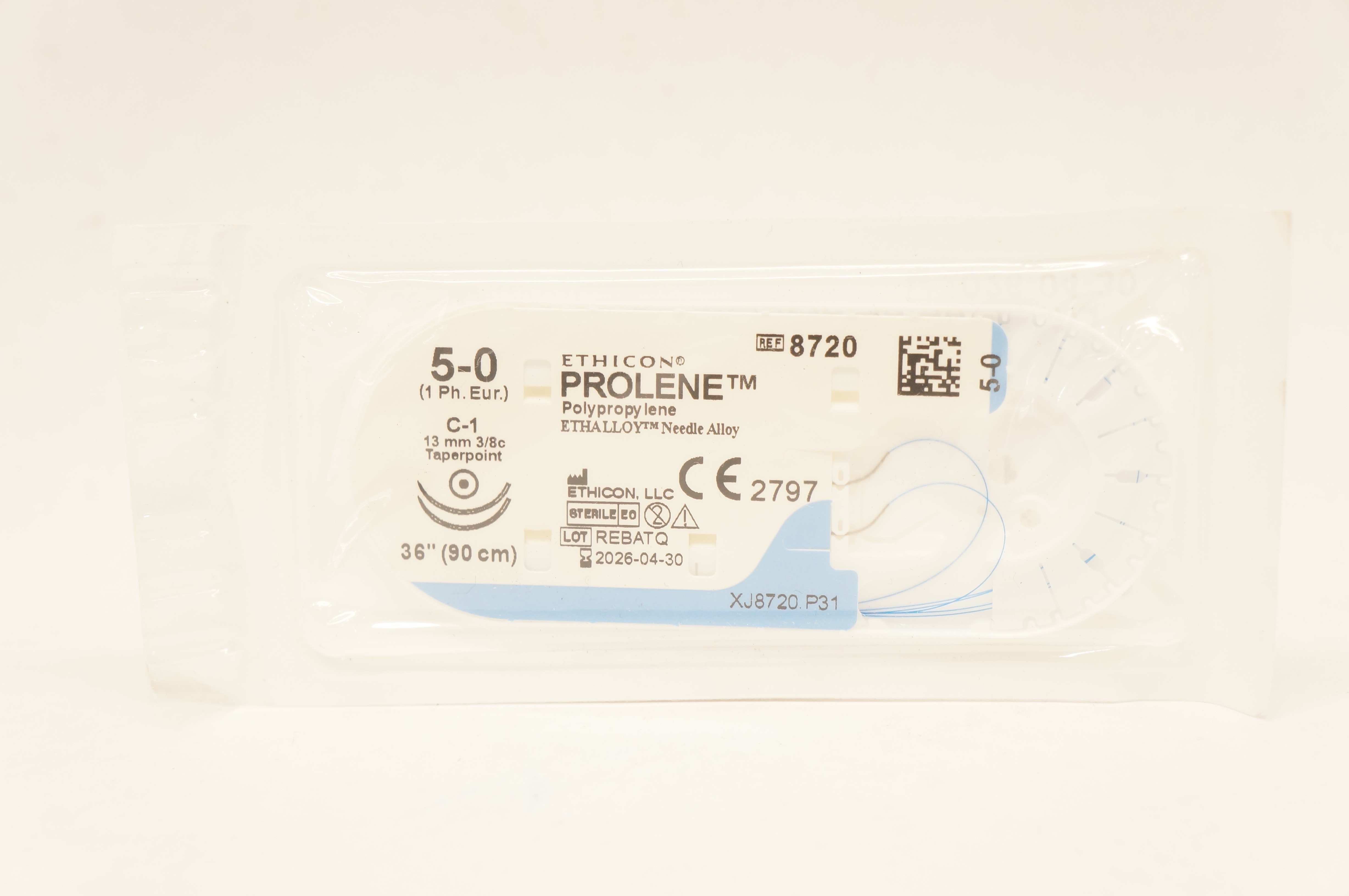 Ethicon 8720 5-0 PROLENE C-1 13mm 3/8c Taperpoint, 36inch