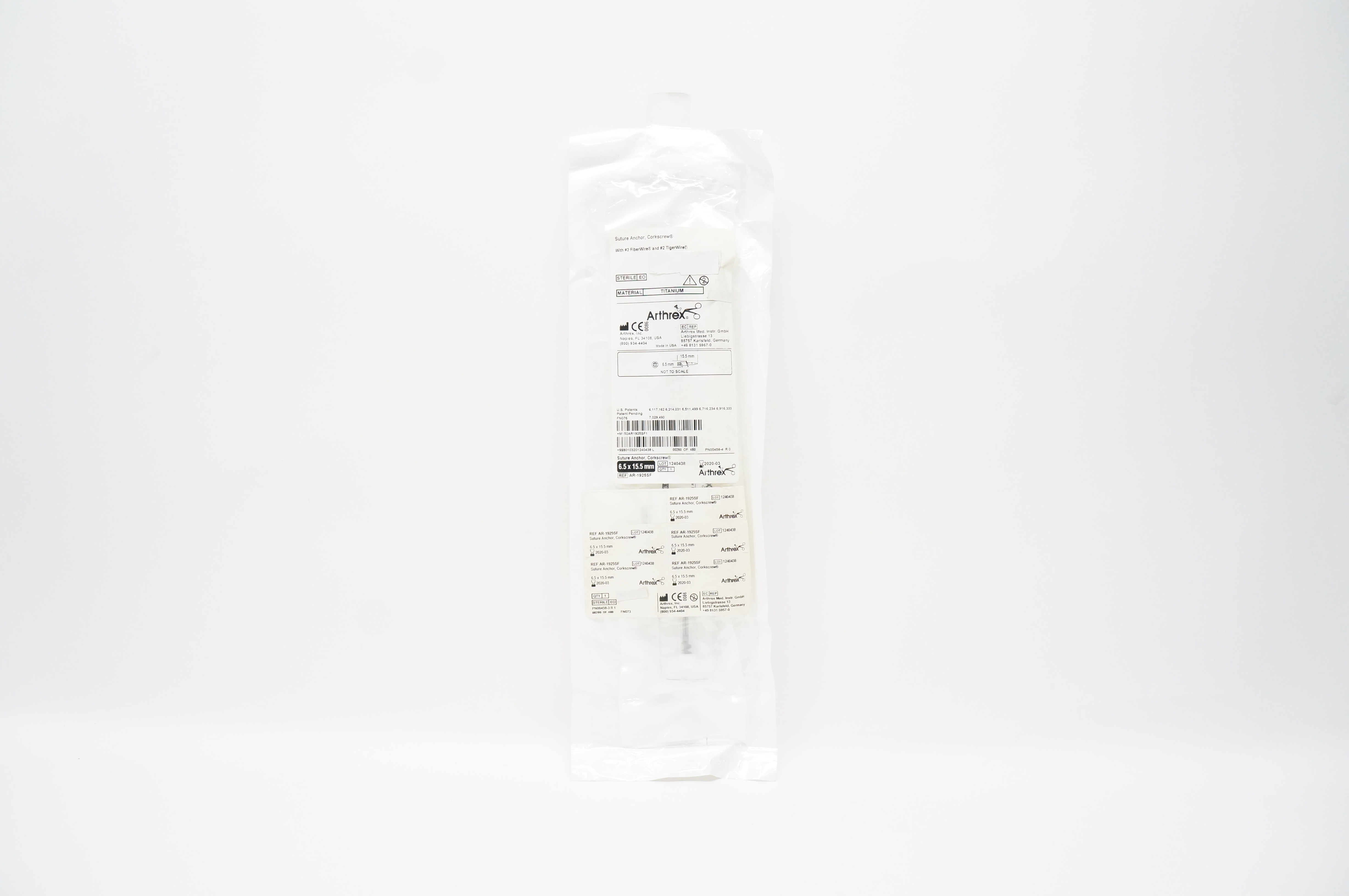 Arthrex AR-1925SF Corkscrew Stre. Anchor 6.5mm x 15.5mm (x)